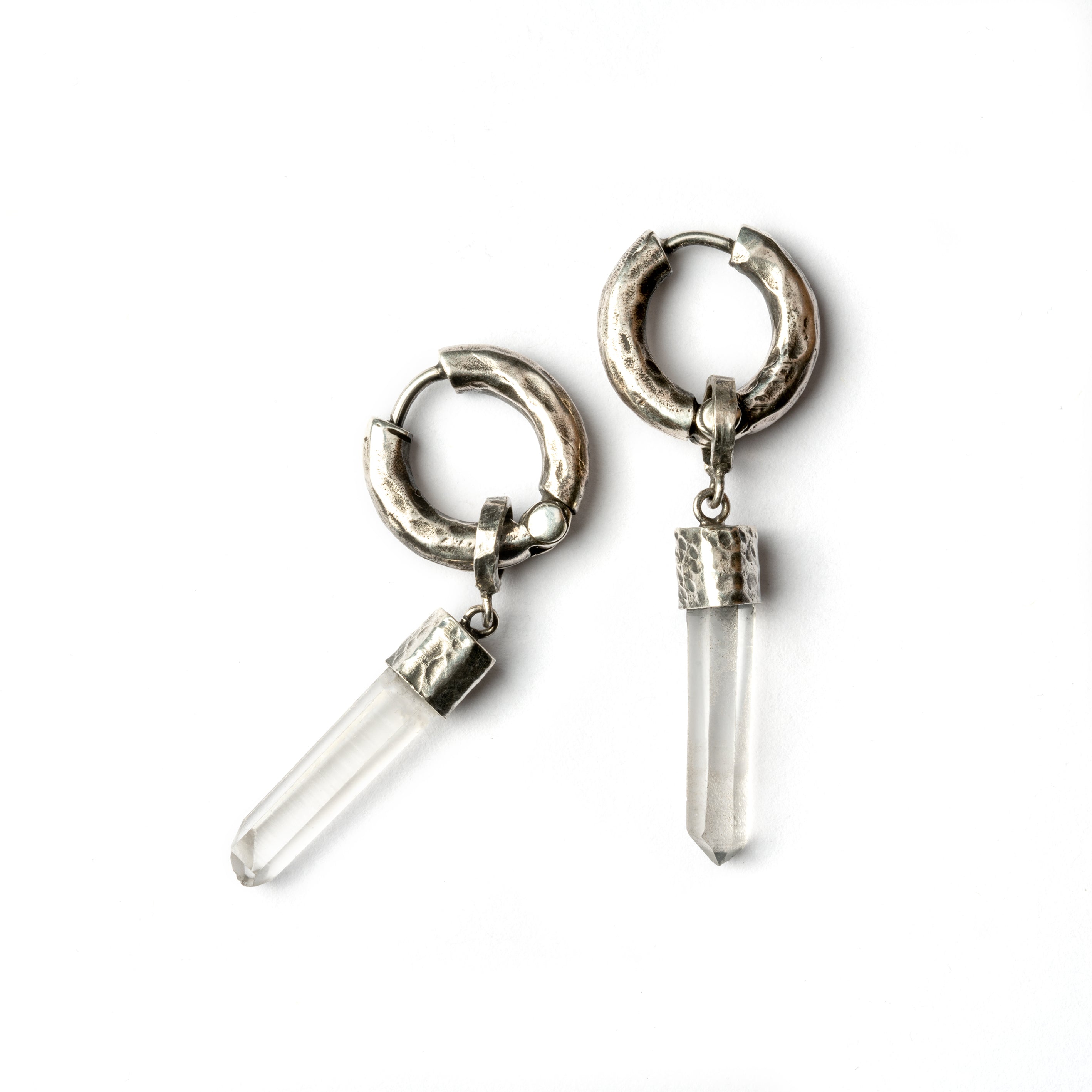 Silver and Crystal Clicker Earrings frontal view