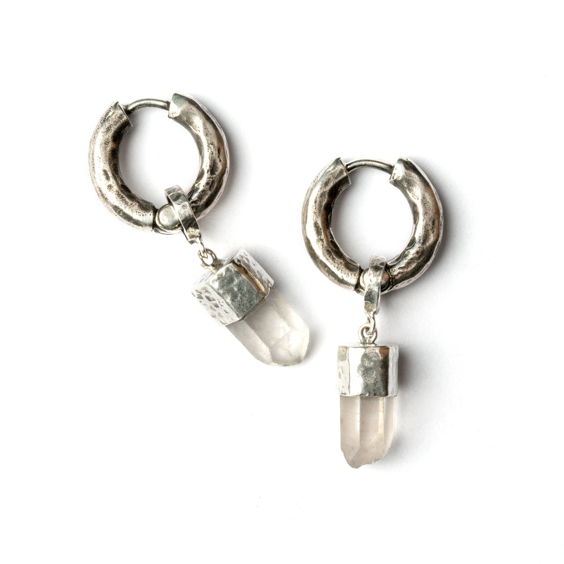 Silver and Crystal Clicker Earrings