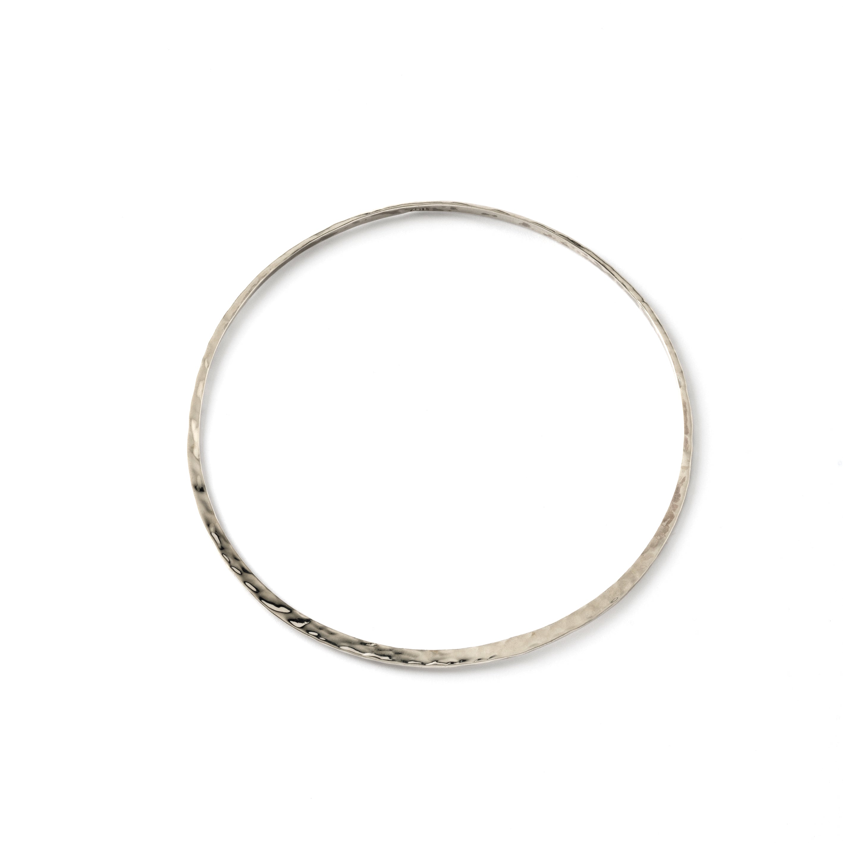 Sterling silver hammered flat open bangle