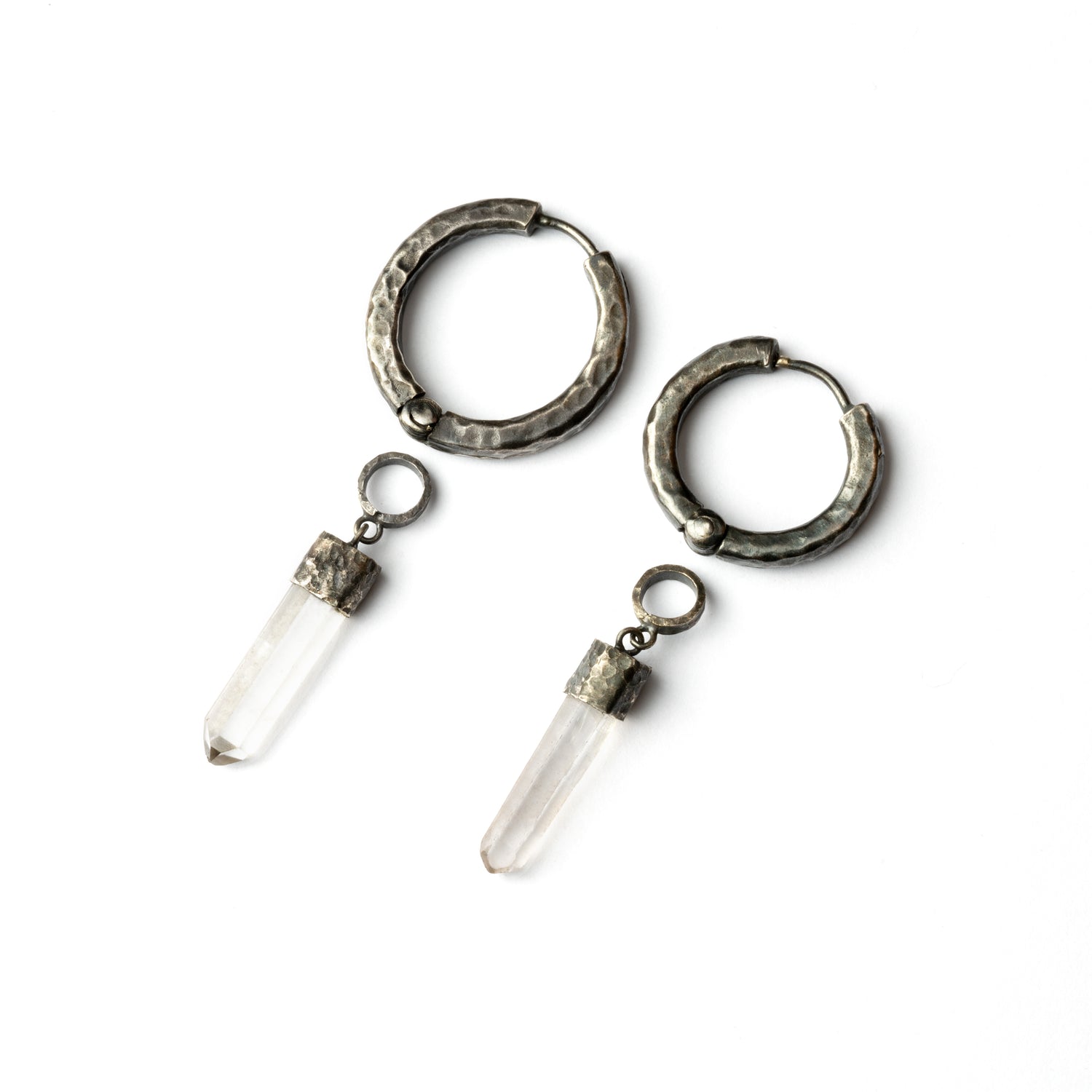 18mm & 22mm Black Silver and Crystal Clicker Earrings