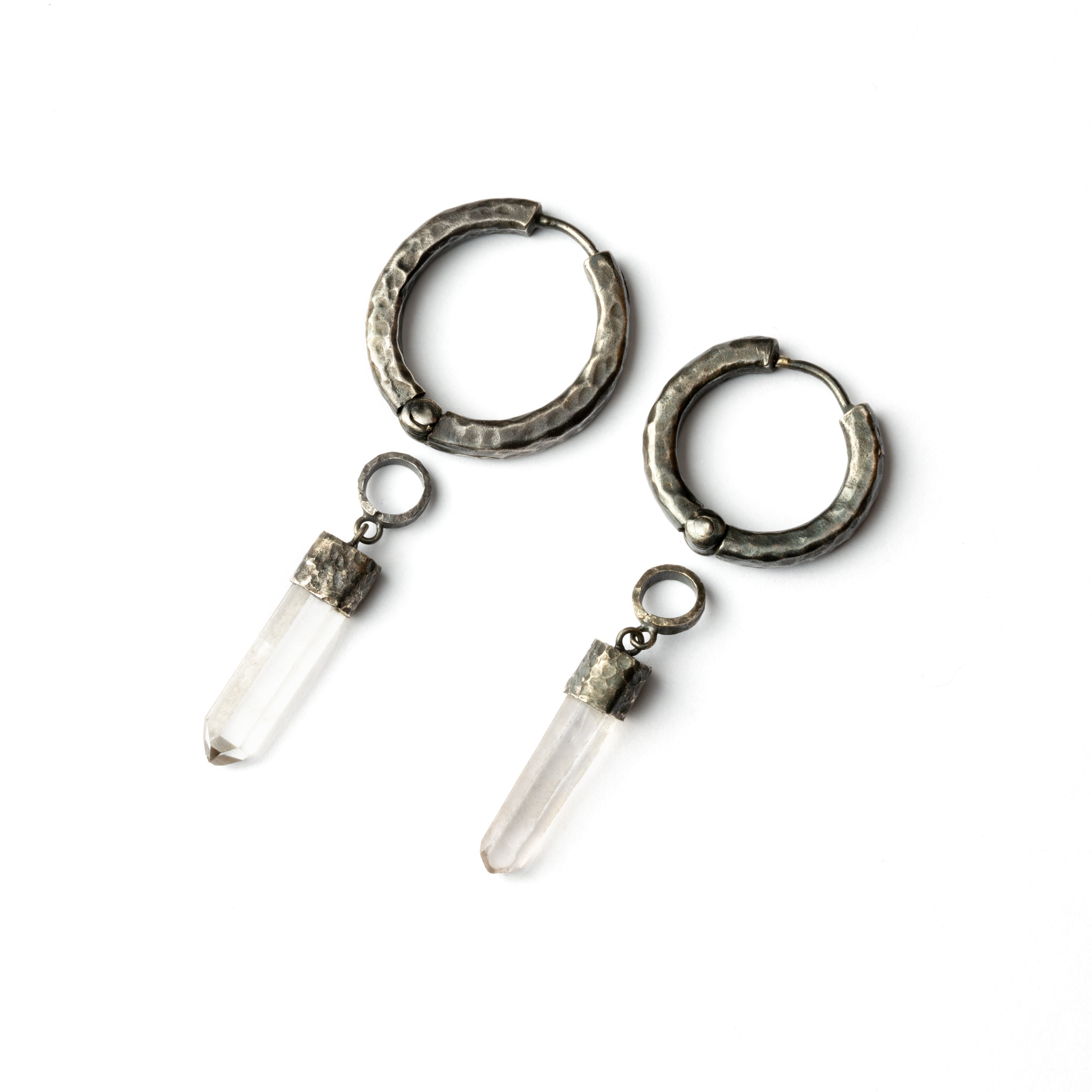 18mm & 22mm Black Silver and Crystal Clicker Earrings