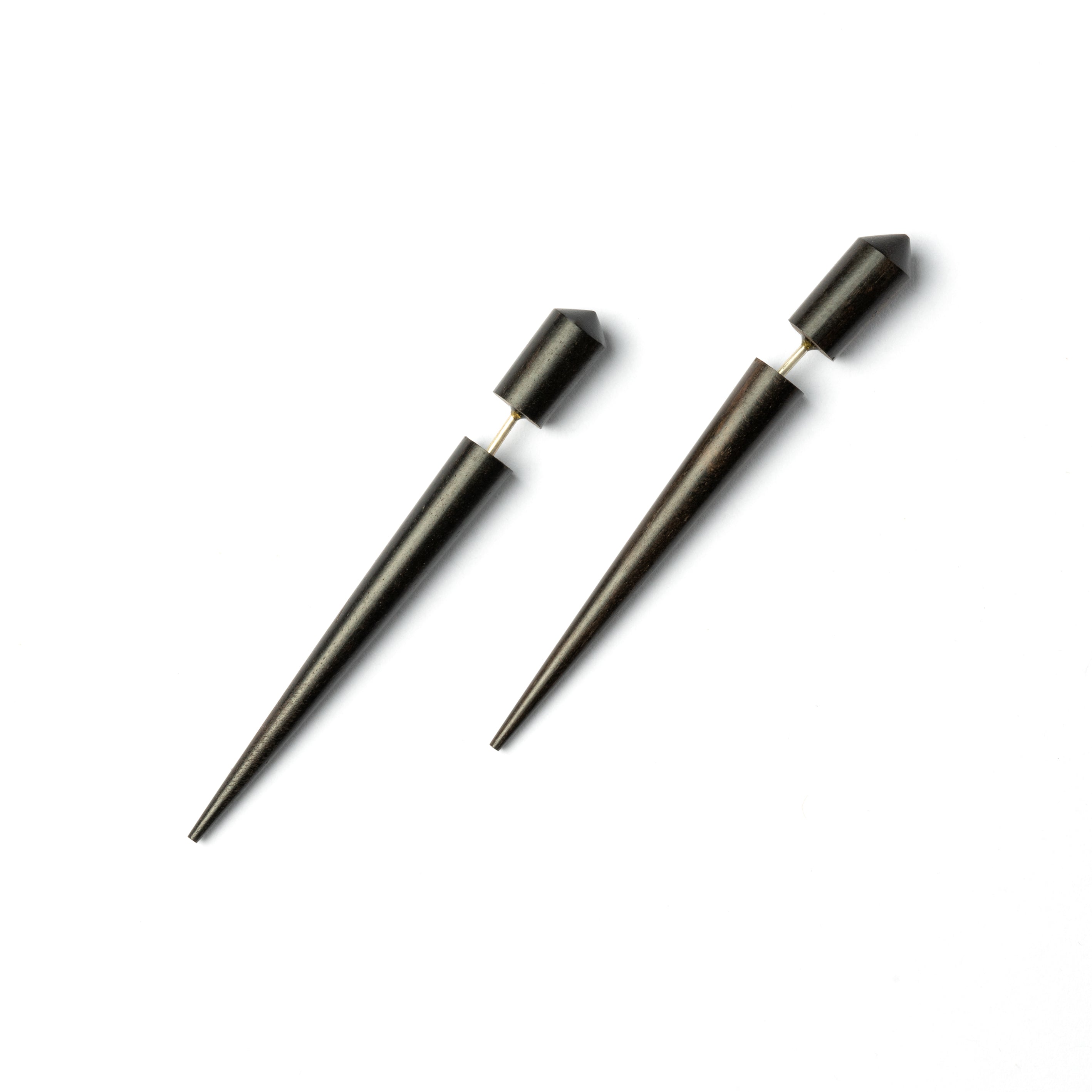 Harajuku Wooden fake gauge Earrings- Blackwood