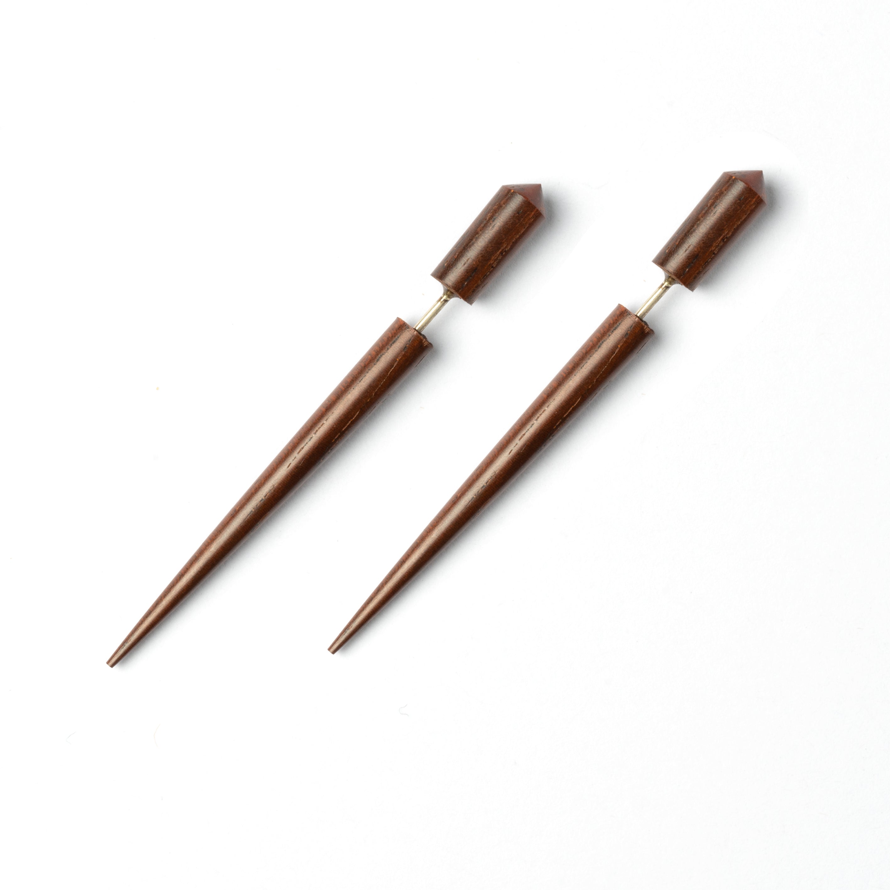 Harajuku Wooden fake gauge Earrings- rosewood