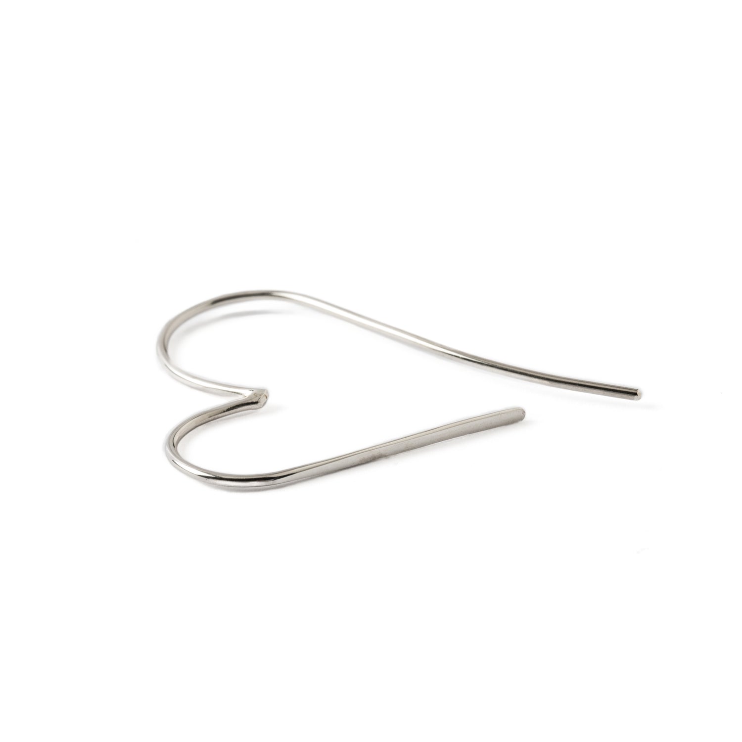 Heart Silver Wire Earrings right front view