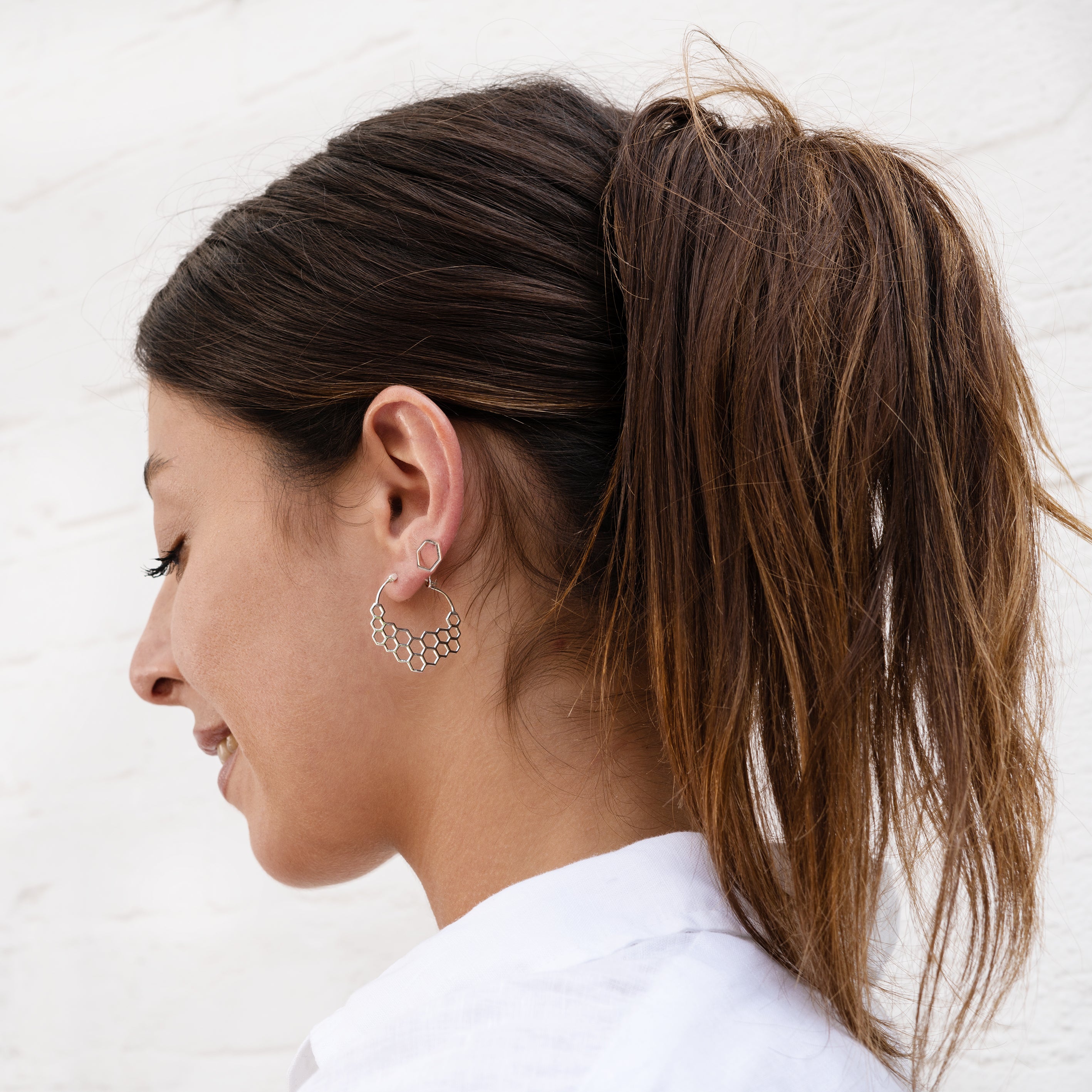 Hexagon Silver Studs | Tribu London