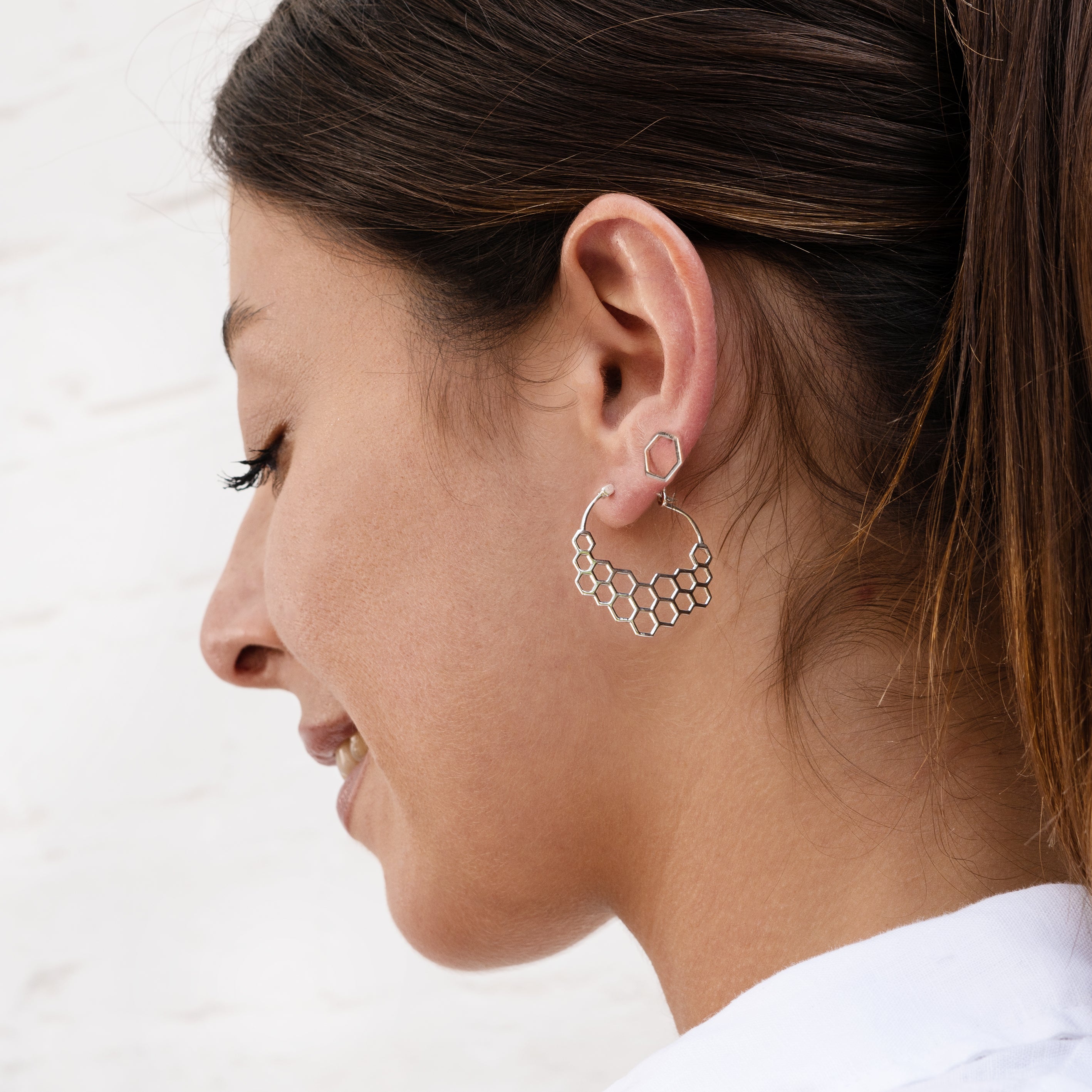 Hexagon Silver Studs | Tribu London