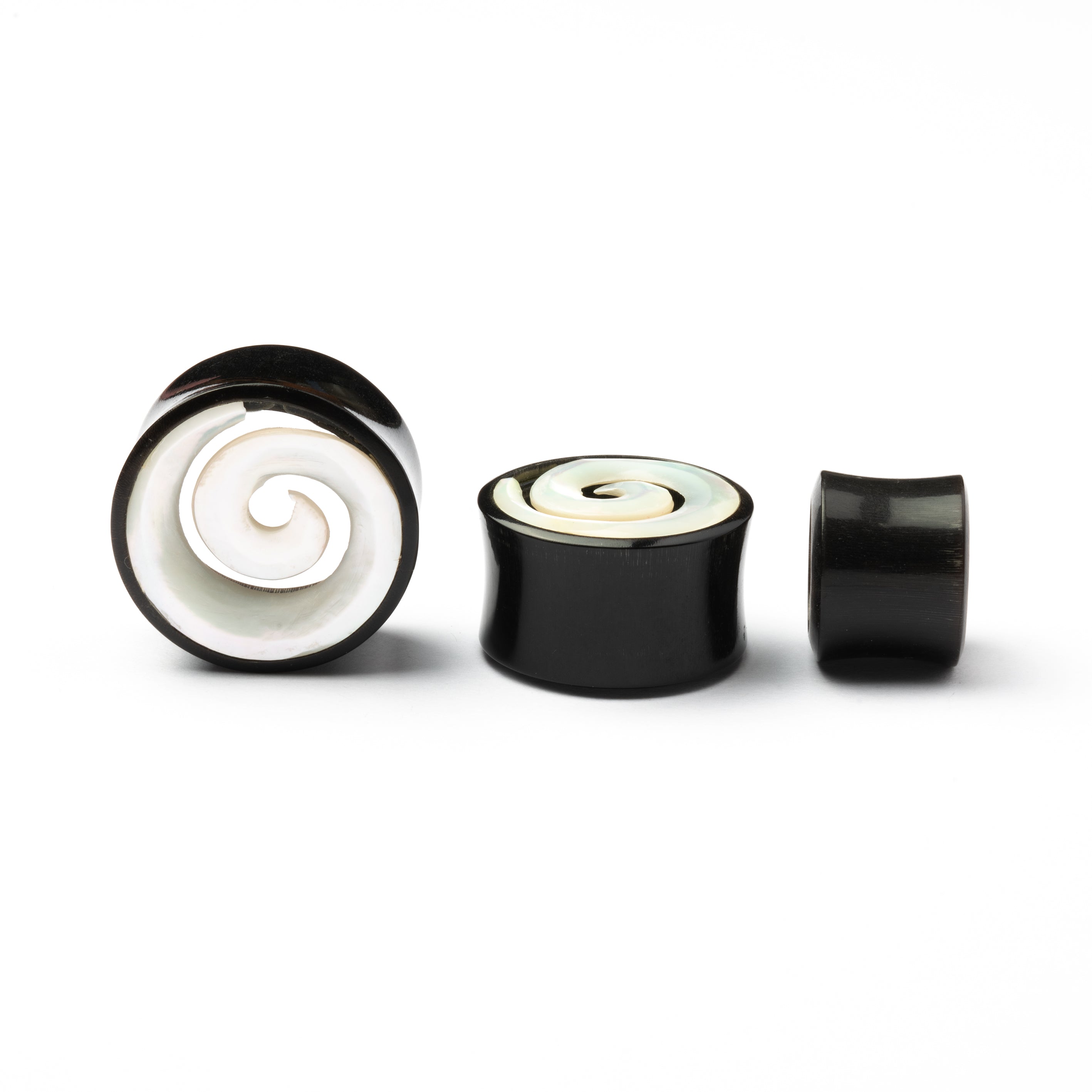 Horn And Mother Of Pearl Spiral Flesh Tunnel