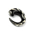 single horn ear stretcher with mother of pearl inlay, curved hook shaped frontal view