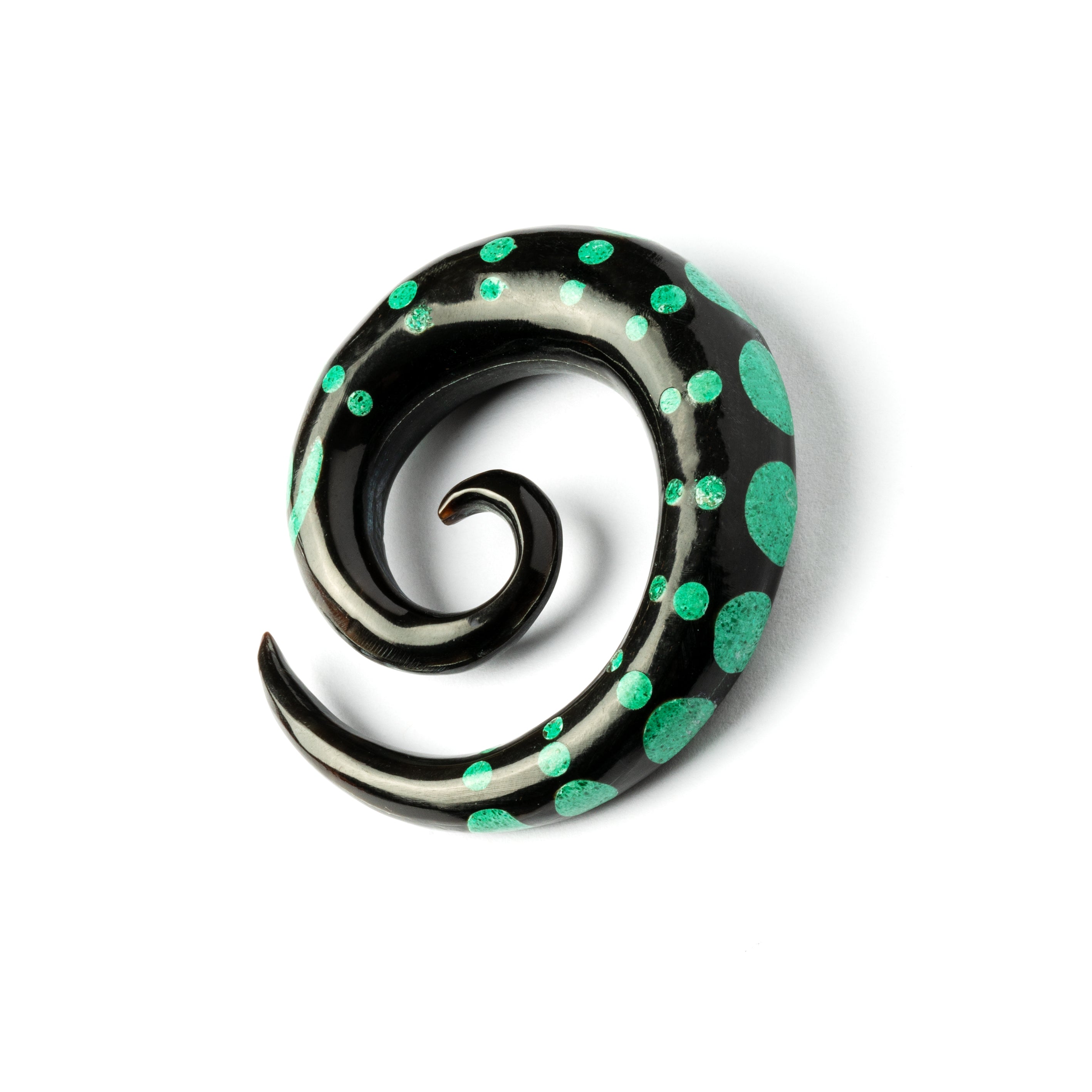 Dotted Spiral Gauges with Stone Inlay