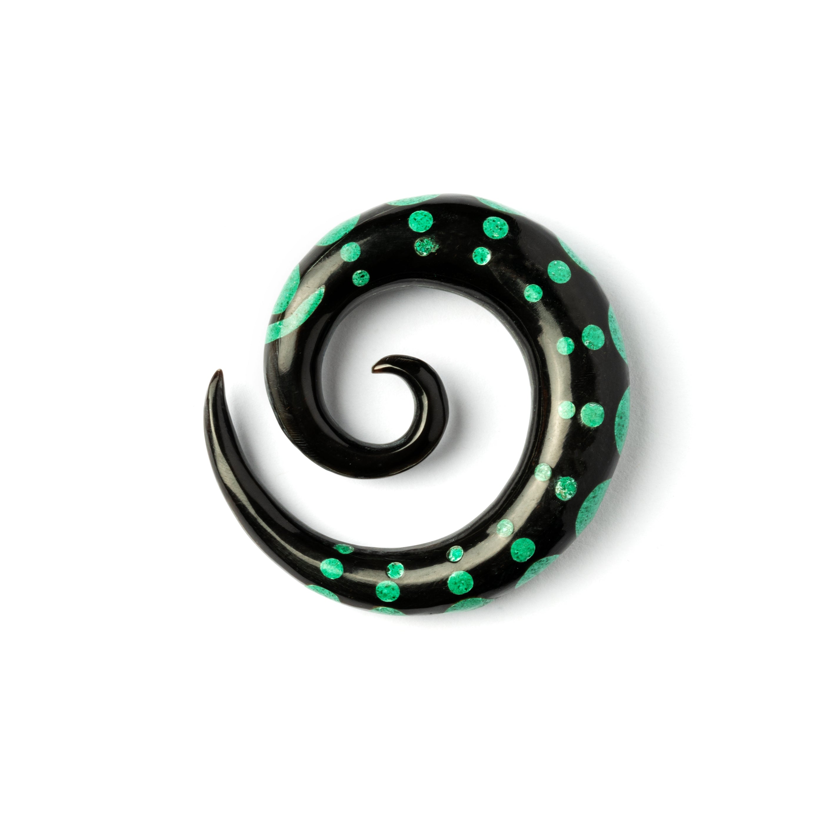 Dotted Spiral Gauges with Stone Inlay