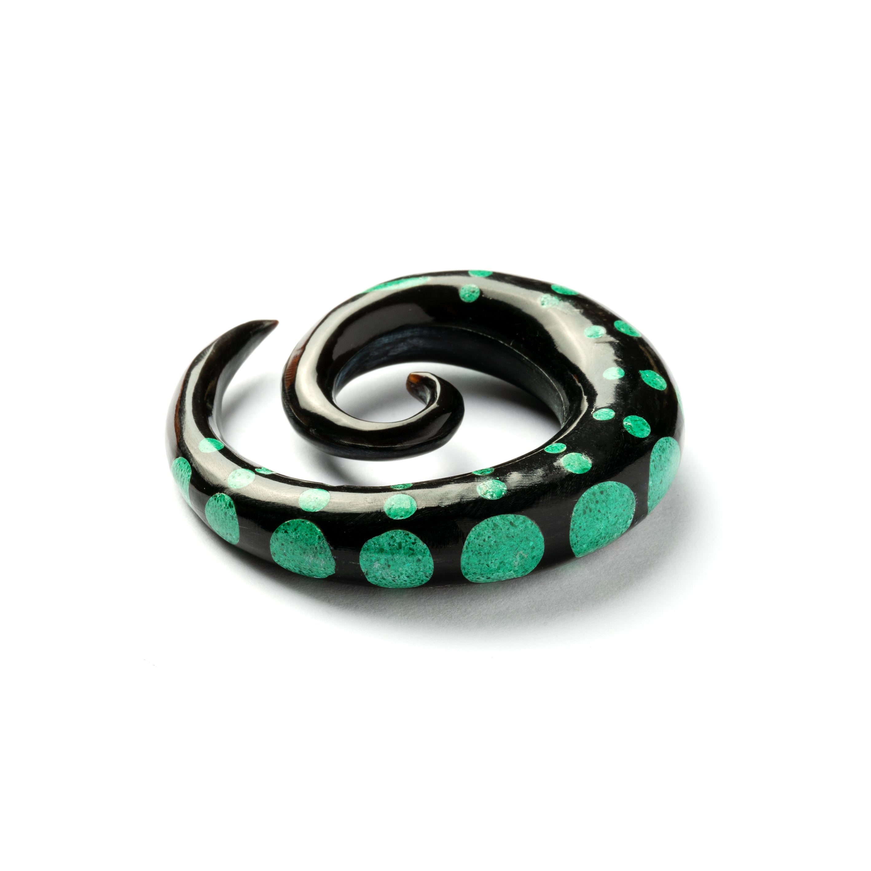 Dotted Spiral Gauges with Stone Inlay