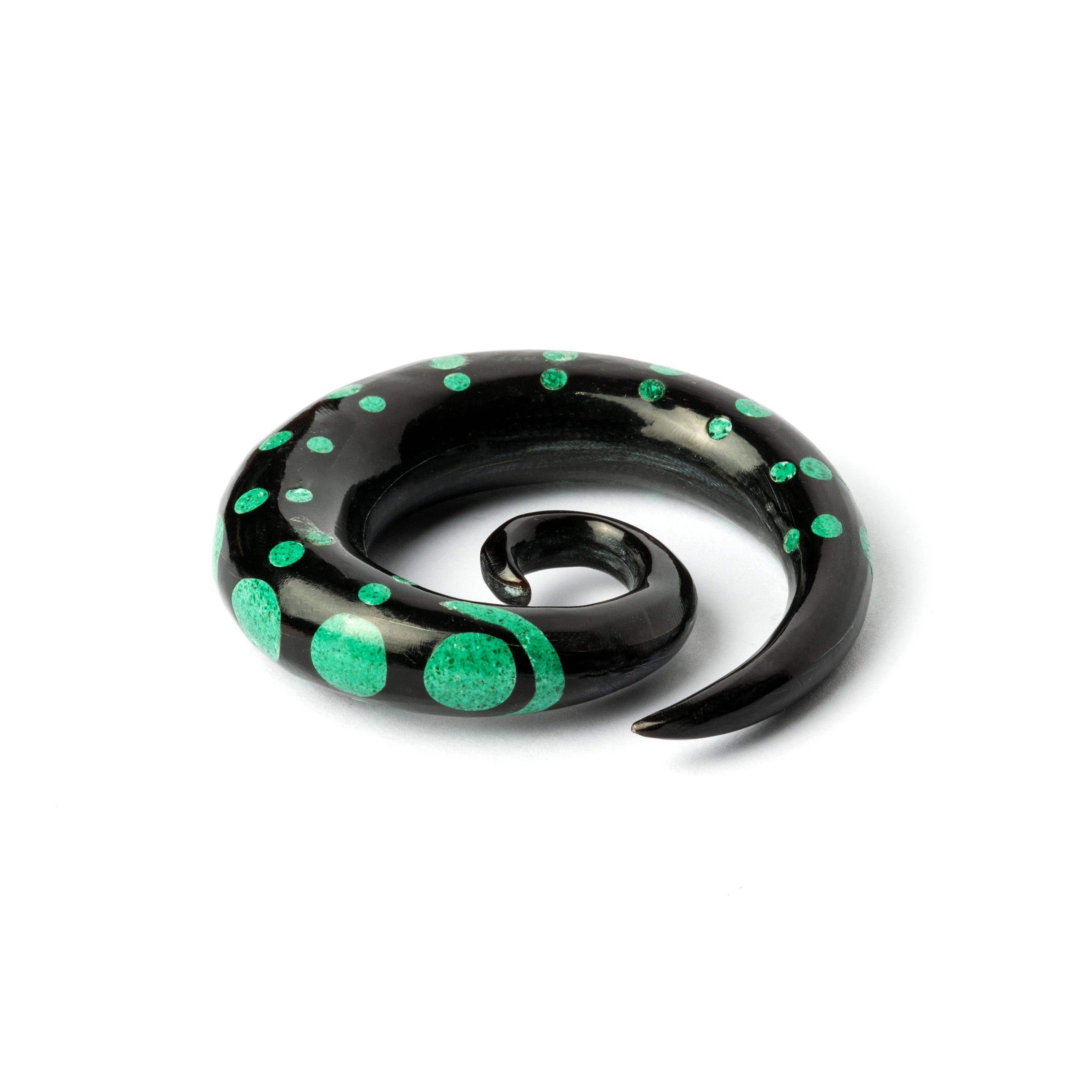 Dotted Spiral Gauges with Stone Inlay