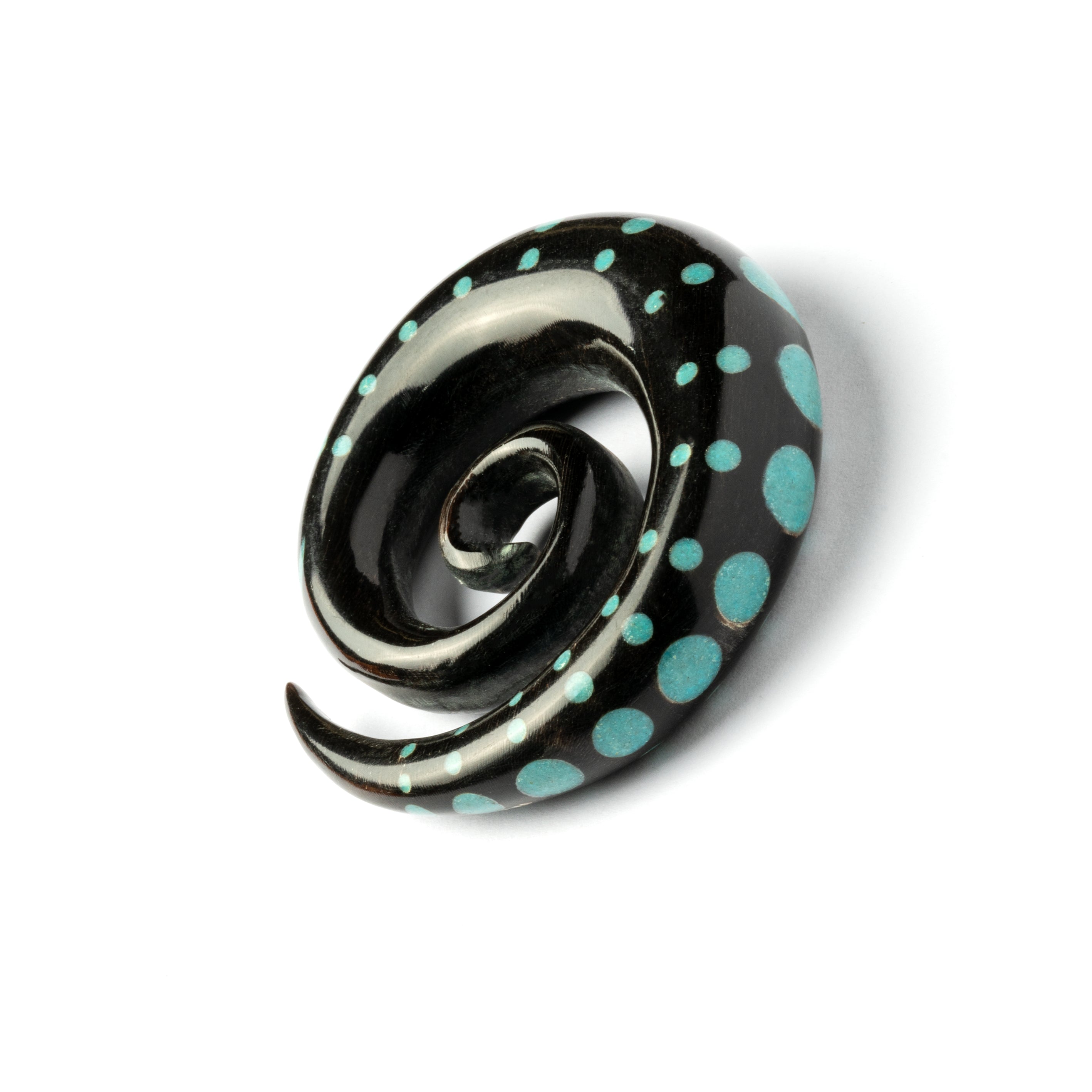 Dotted Spiral Gauges with Stone Inlay