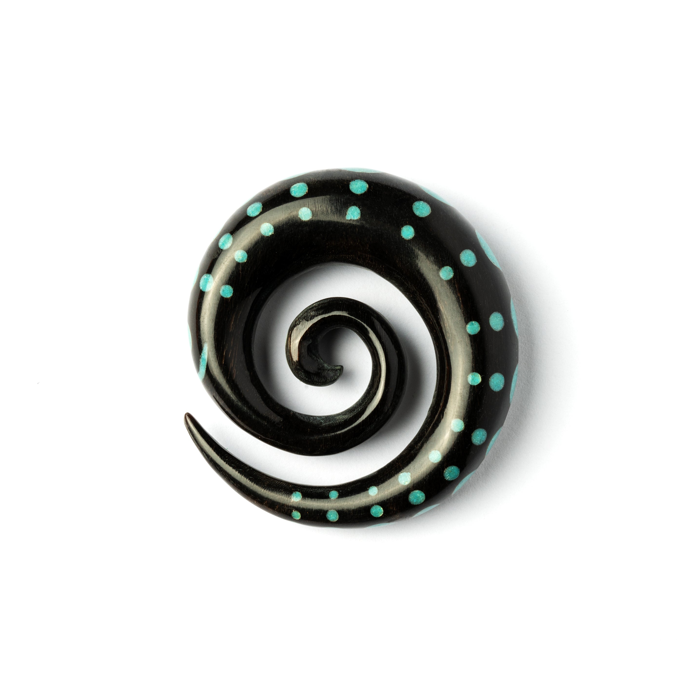 Dotted Spiral Gauges with Stone Inlay