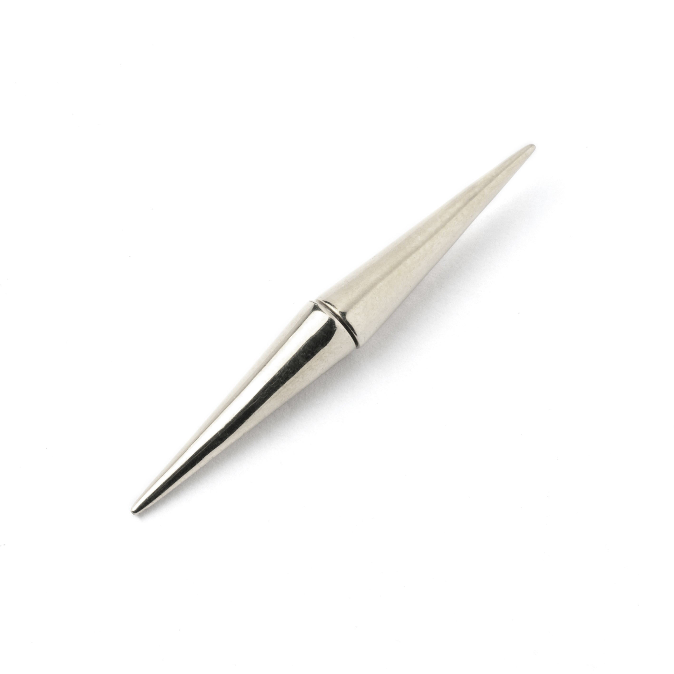 single straight double sided spike earring made out of Sterling Silver right side view
