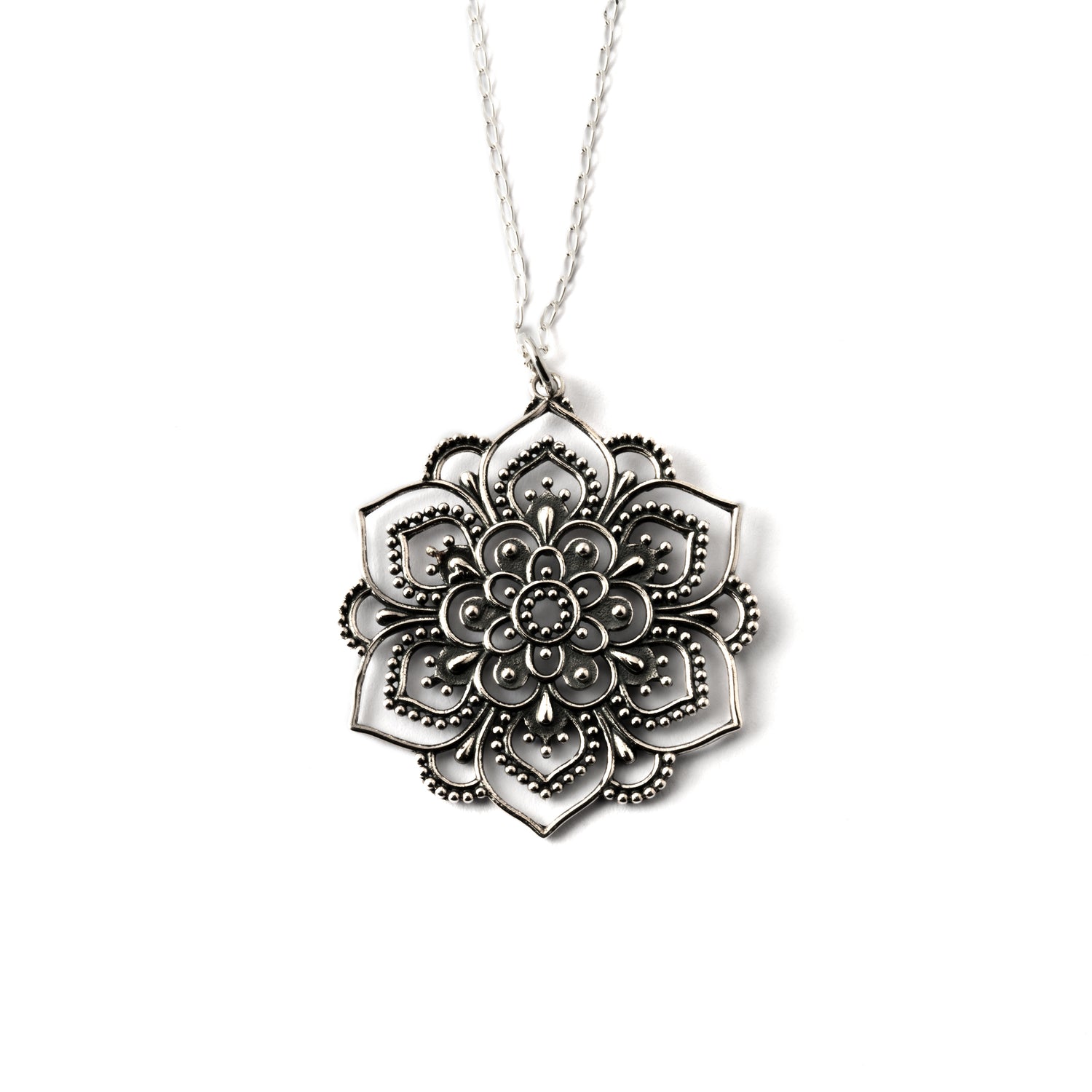 Vinyasa Silver Necklace frontal view