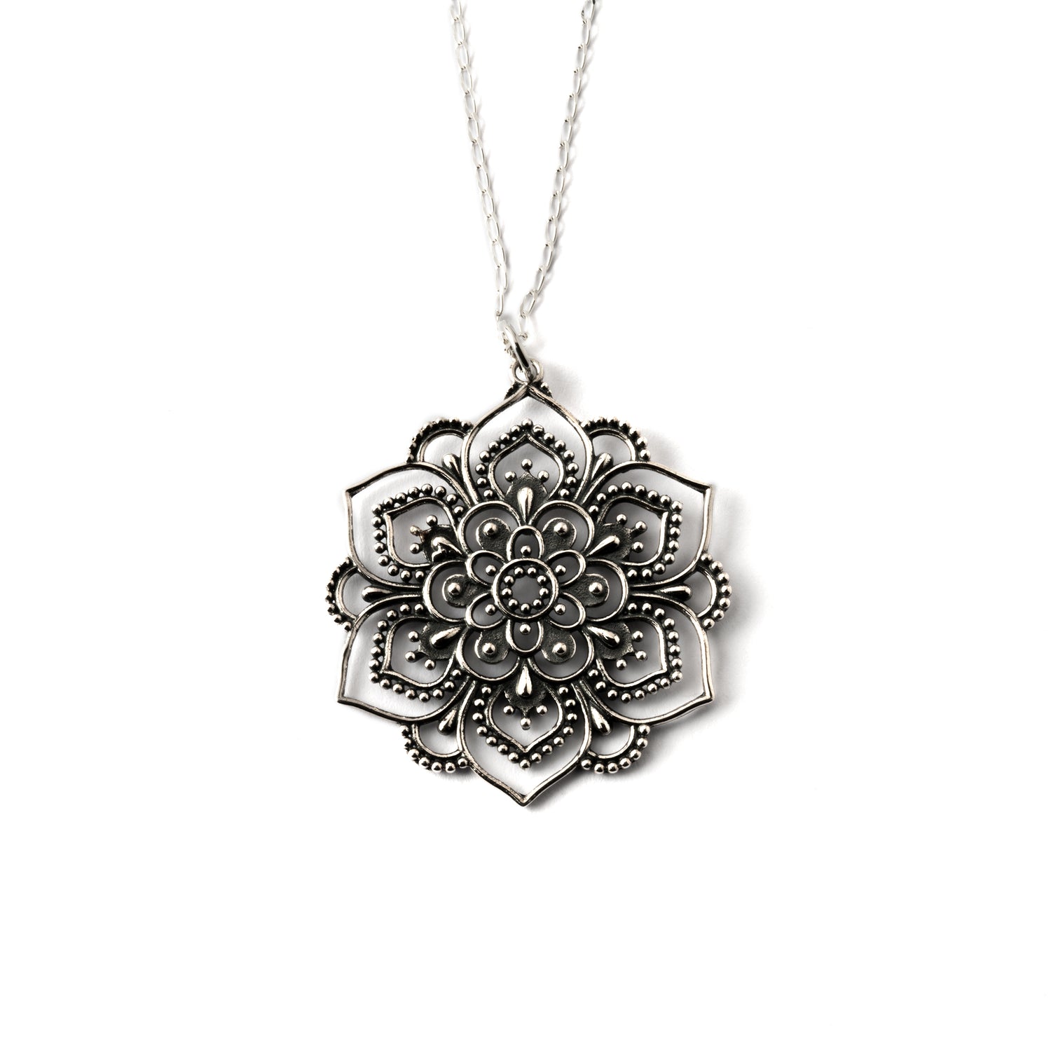 Vinyasa Silver Necklace frontal view