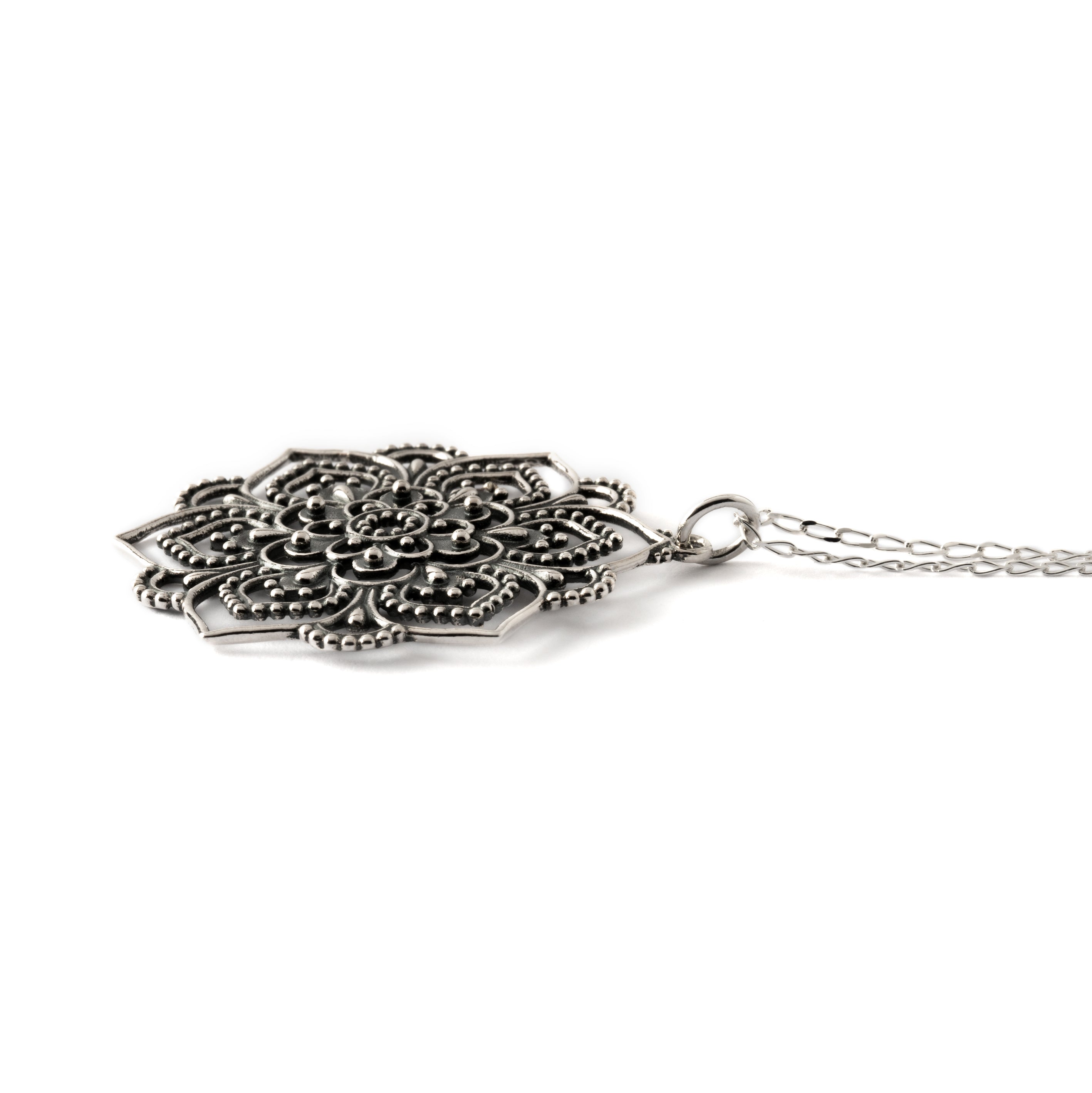 Vinyasa Silver Necklace side view