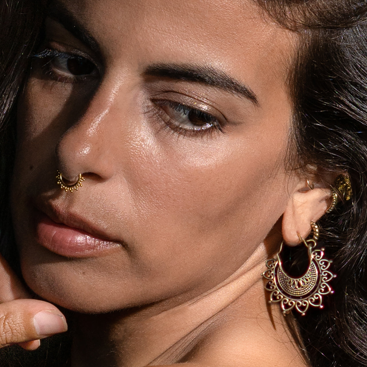 model wearing Amisha Earrings