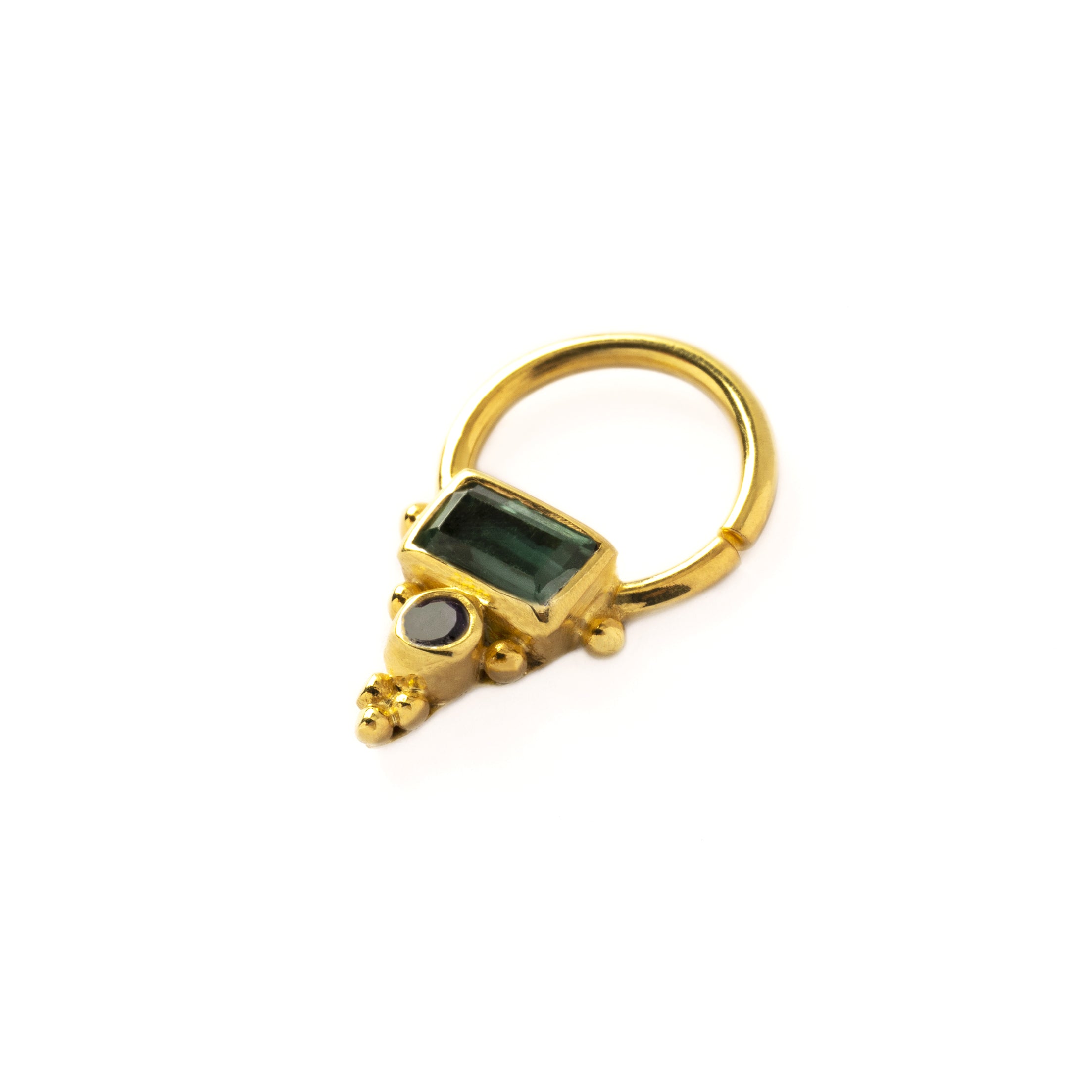 Jaya Gold Septum - Green Quartz & Amethyst right side view