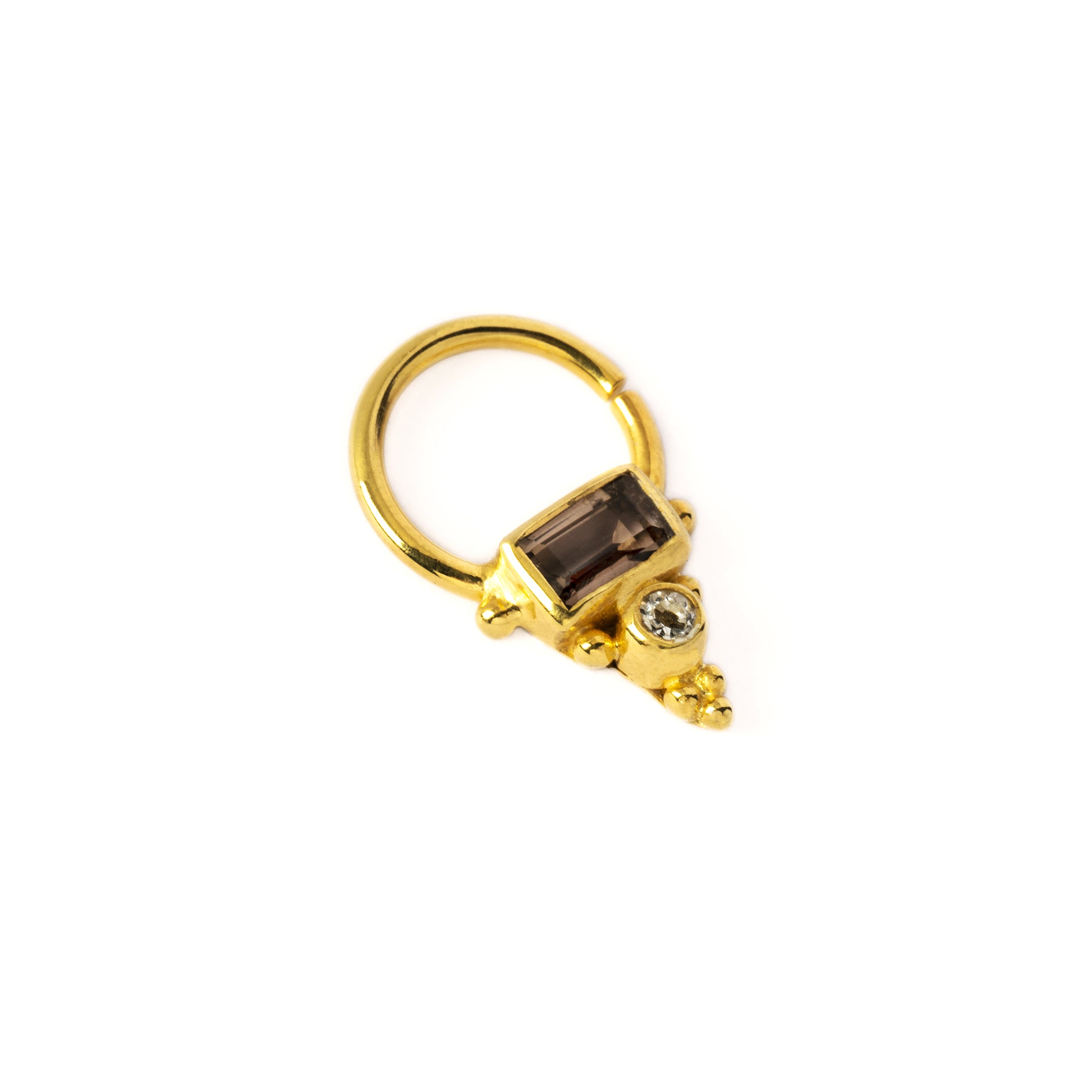 Jaya Gold Septum - Smokey Quartz & Topaz left side view