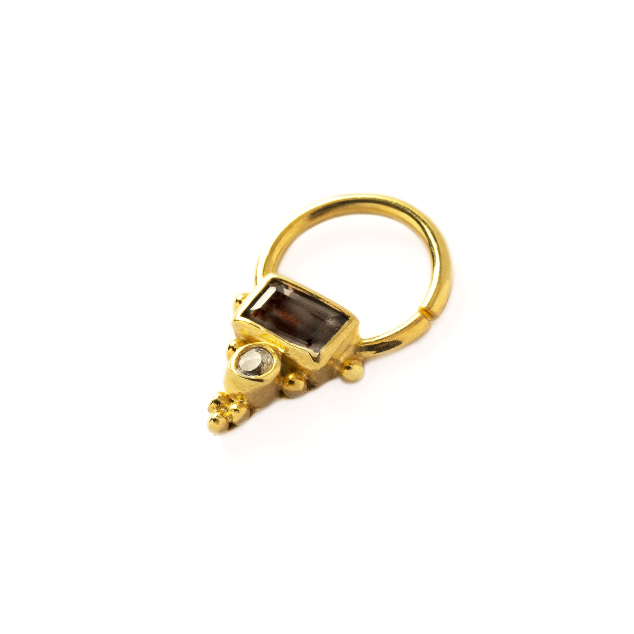 Jaya Gold Septum - Smokey Quartz & Topaz right side view