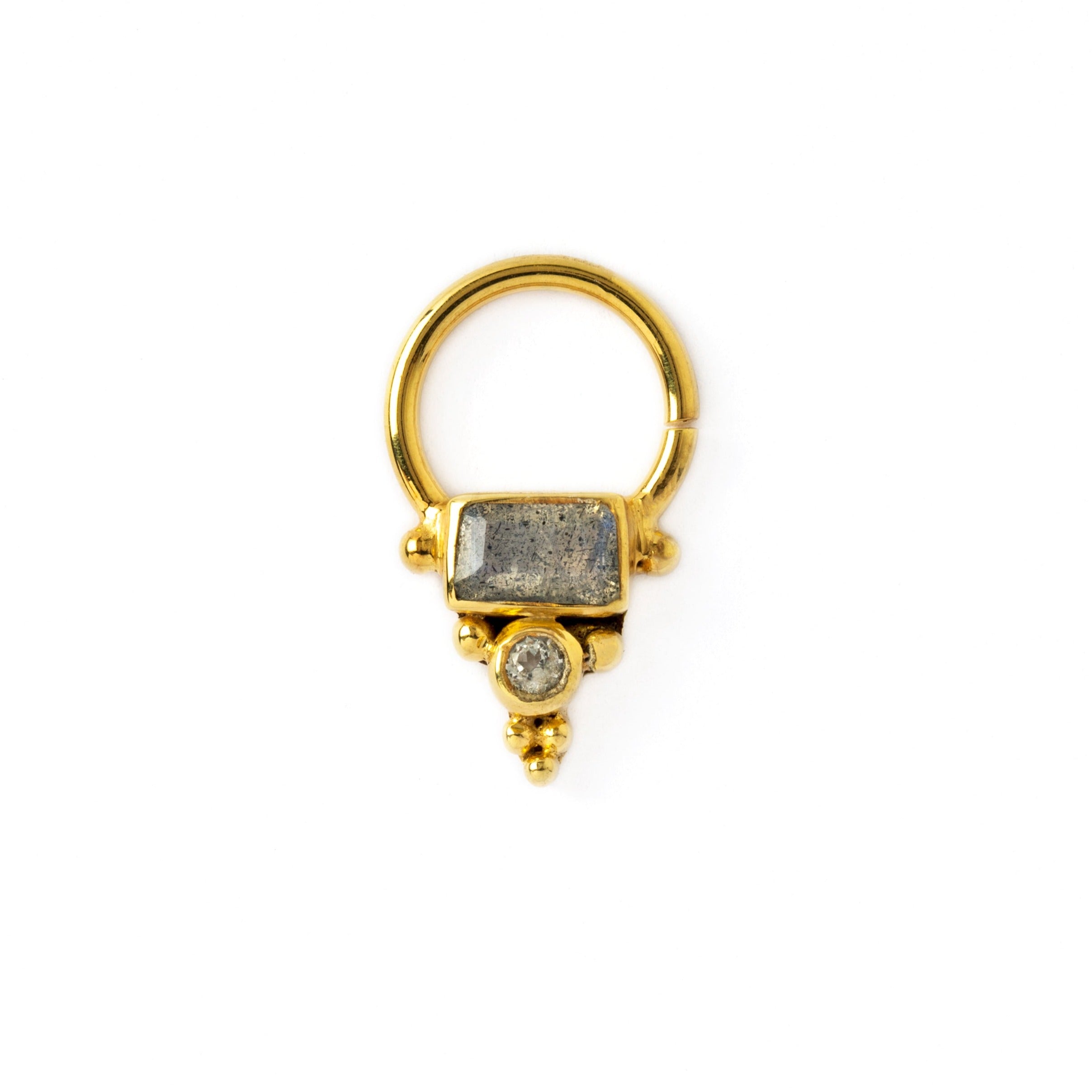 Jaya Gold Septum - Labradorite and Topaz frontal view