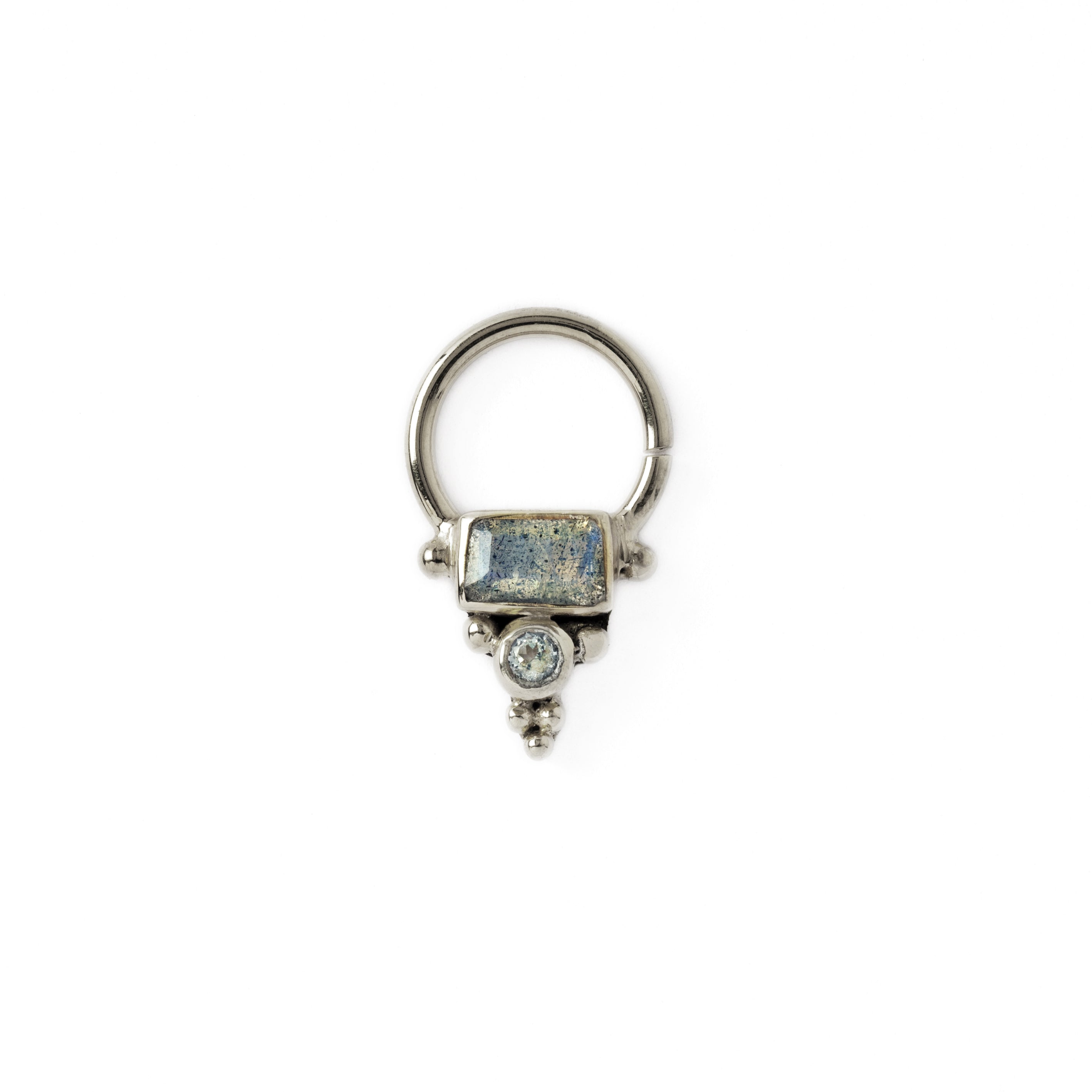 Jaya Silver Septum - Labradorite and Topaz frontal view
