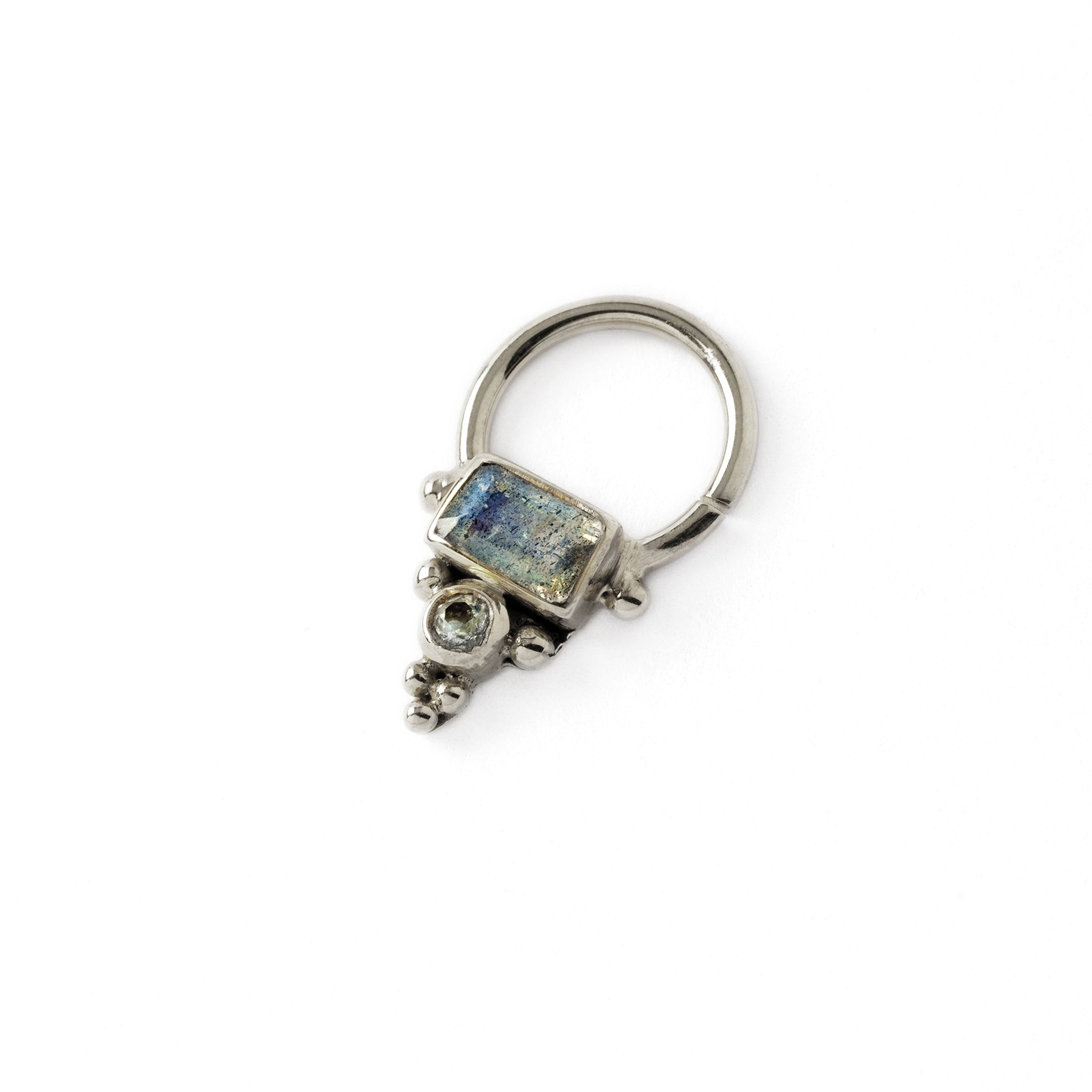 Jaya Silver Septum - Labradorite and Topaz right side view