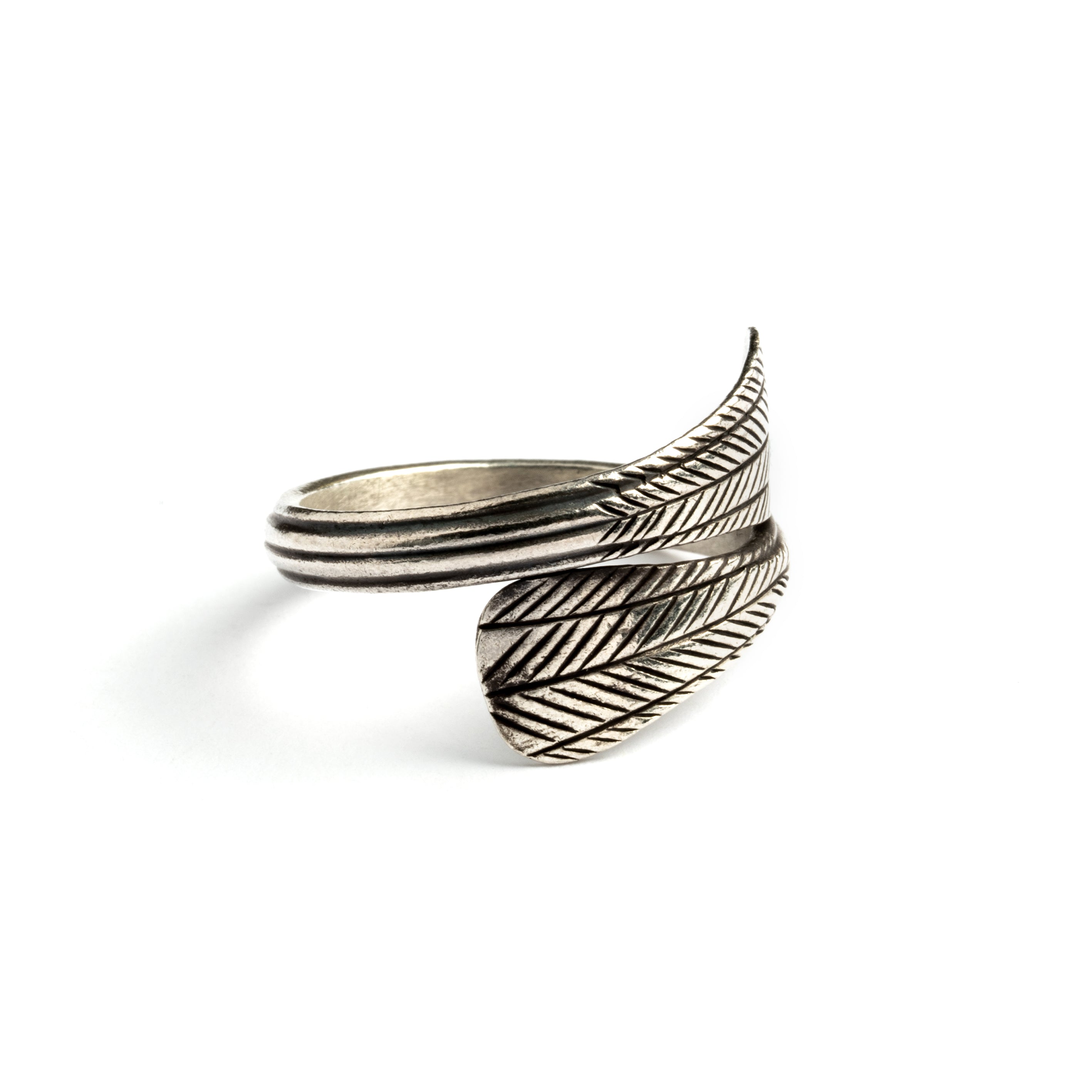 Karen Leaf Silver Ring left side view