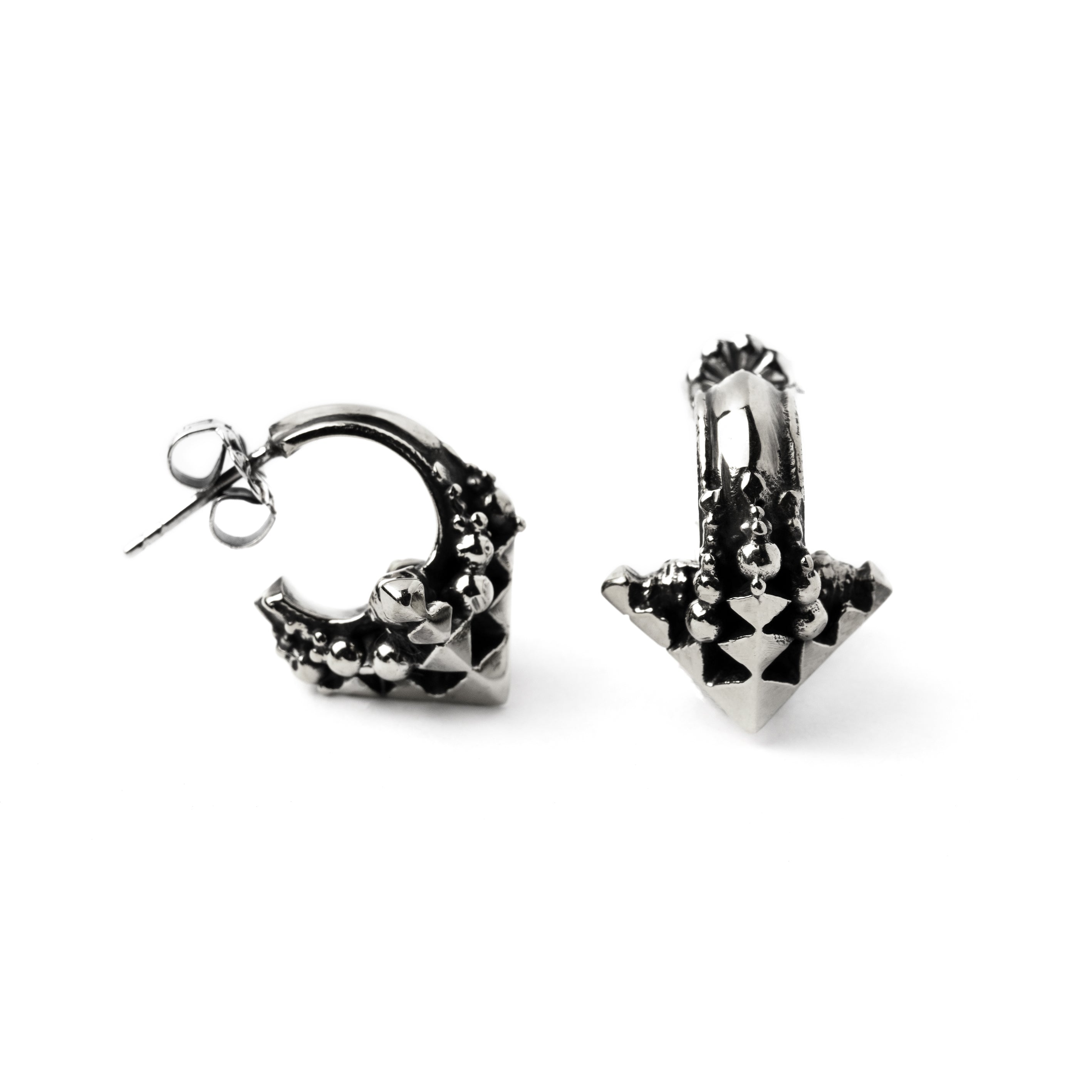 Karnataka silver earrings front and side view