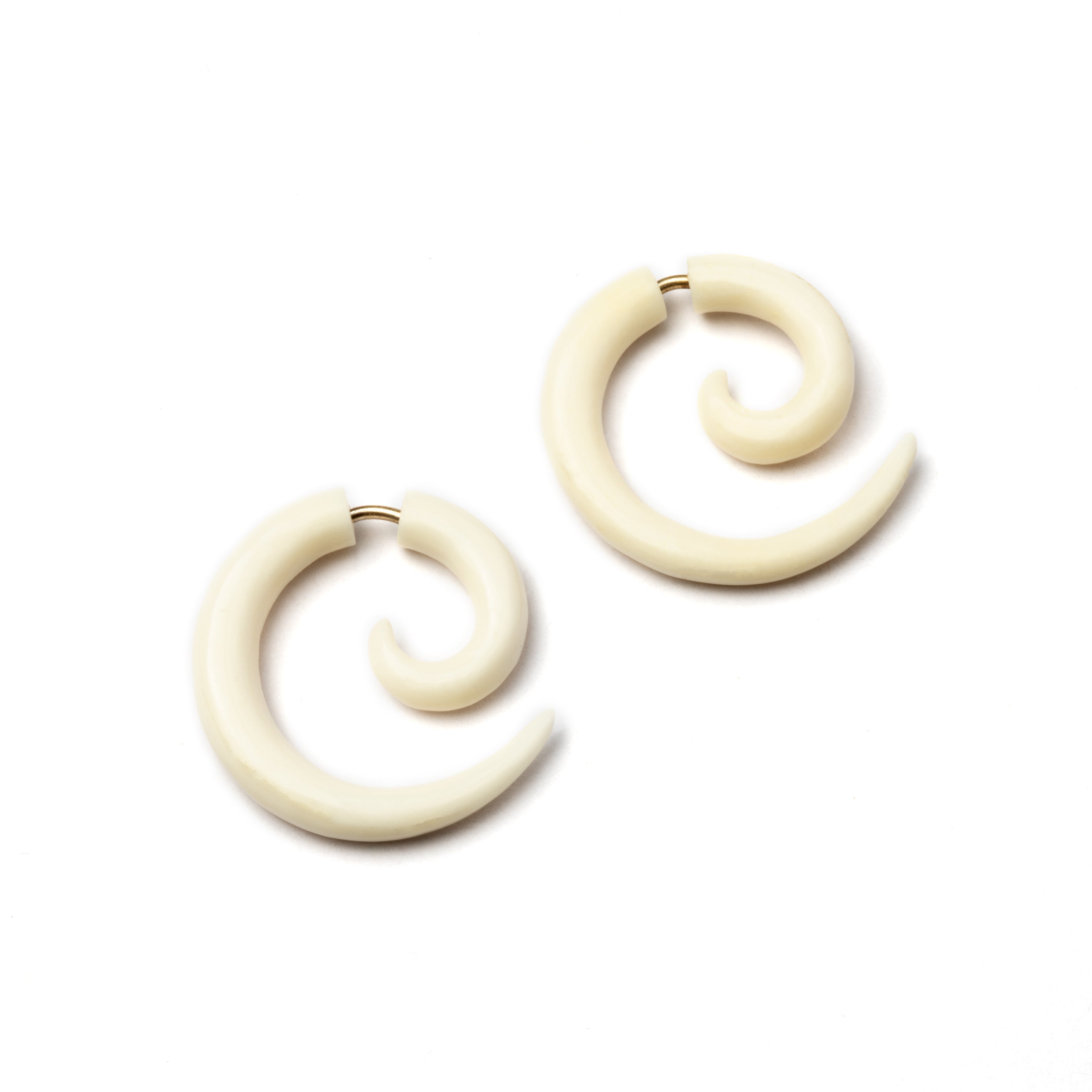 Koru Spiral Fake Gauge Earrings- bone