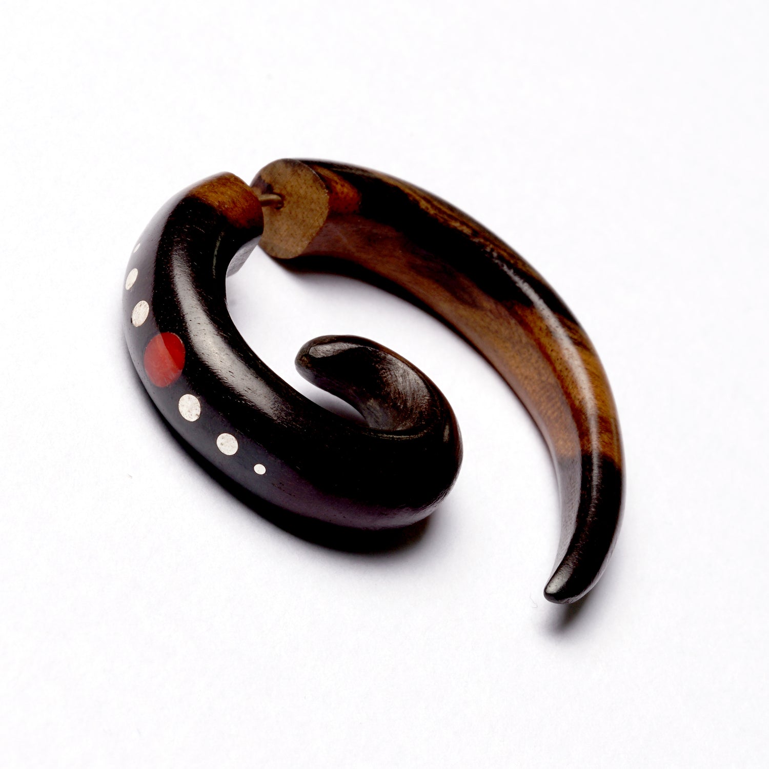 Koru Wood Earrings with Stones