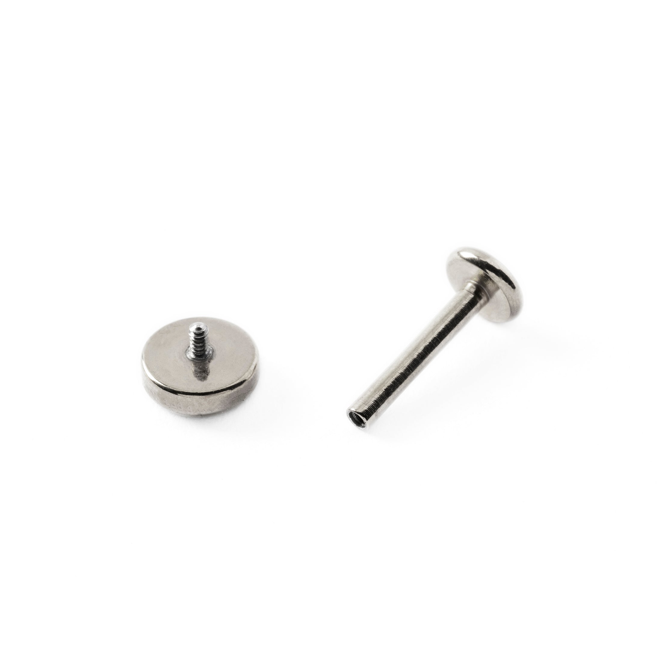 surgical steel Labret with Abalone internally threaded closure view