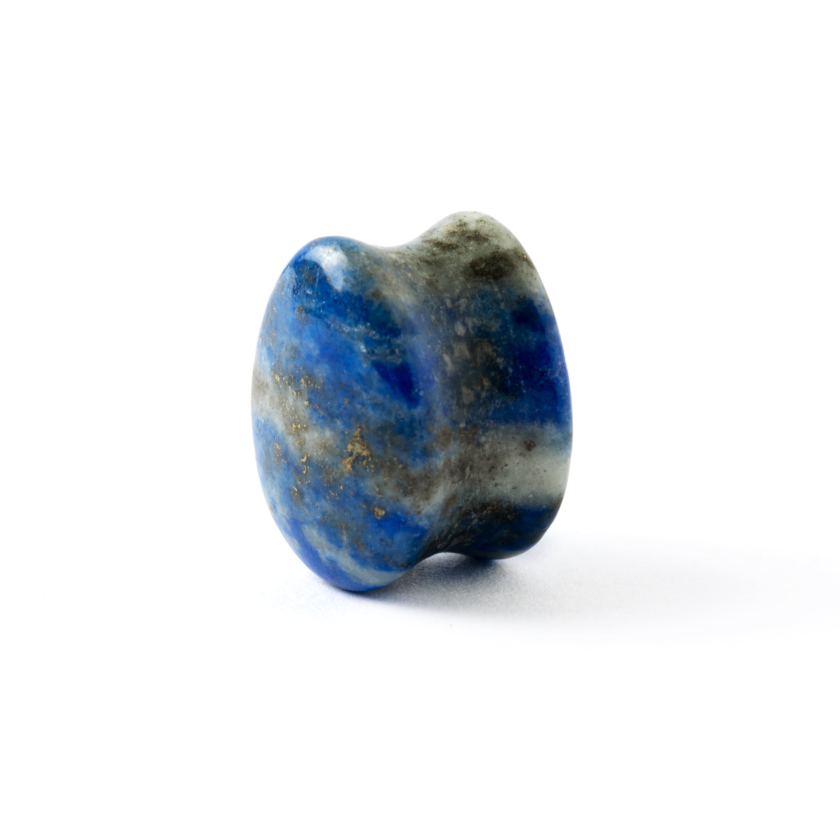 Lapis Lazuli teardrop plug left side view