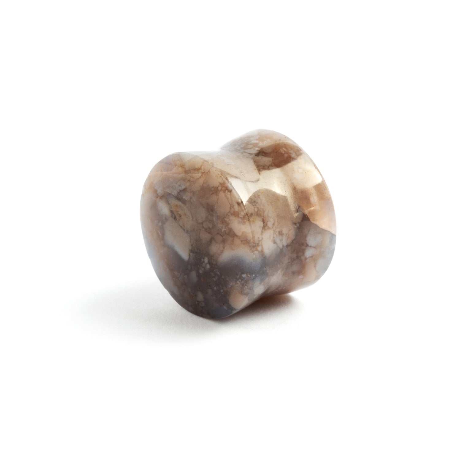 single lavender double flare stone ear plug front left view