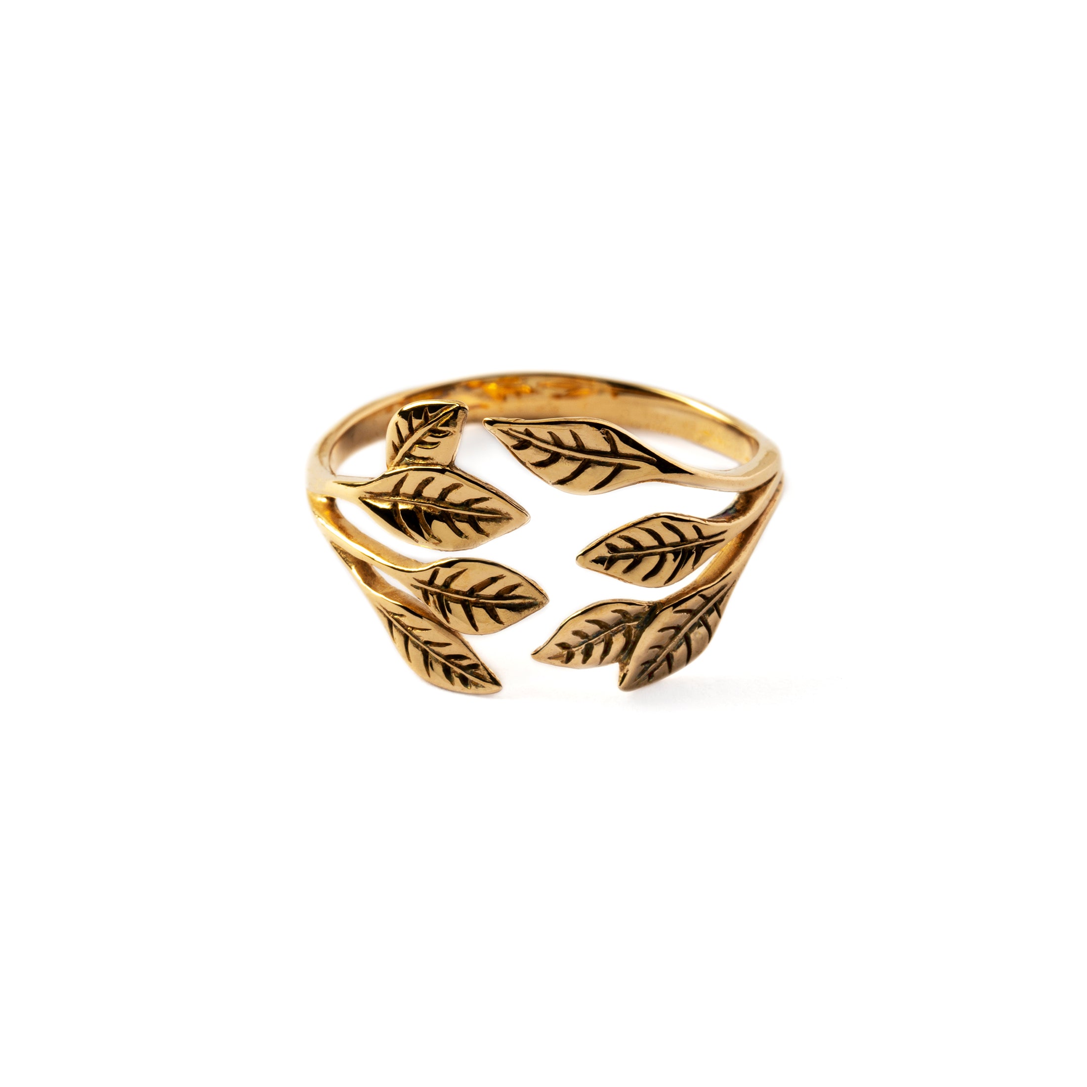 Bronze Leaf Hug Ring frontal view