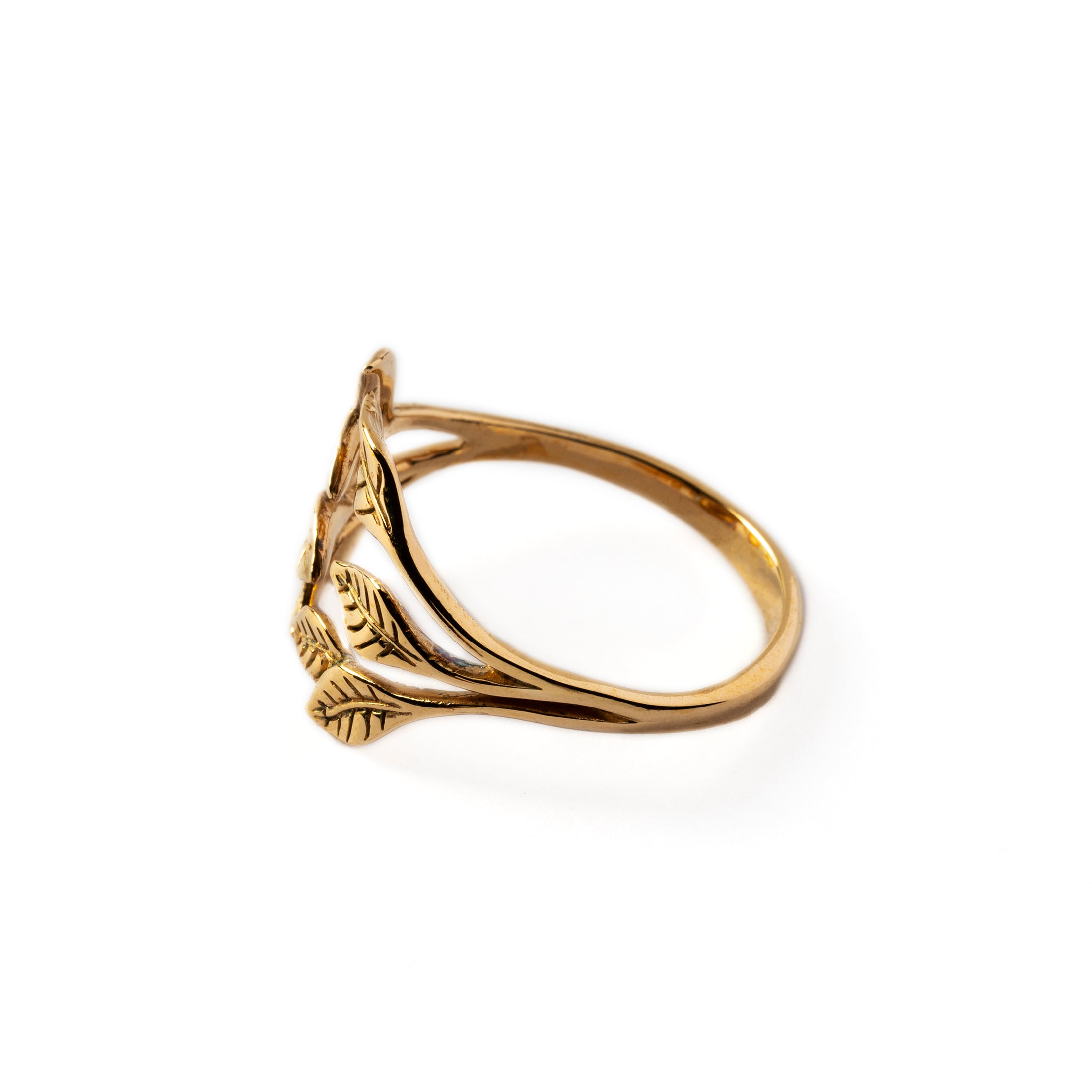 Bronze Leaf Hug Ring side view