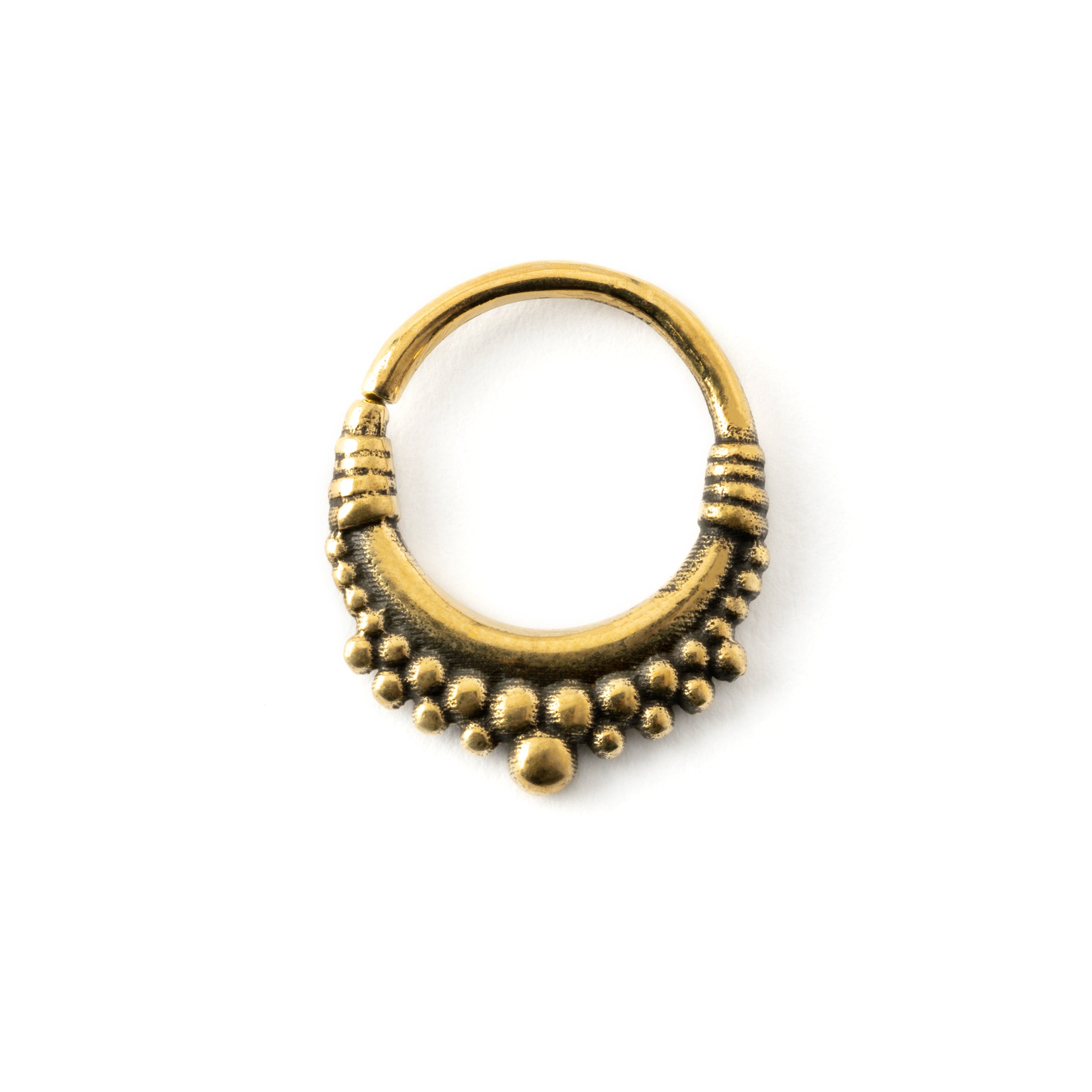Lola golden brass septum ring frontal view