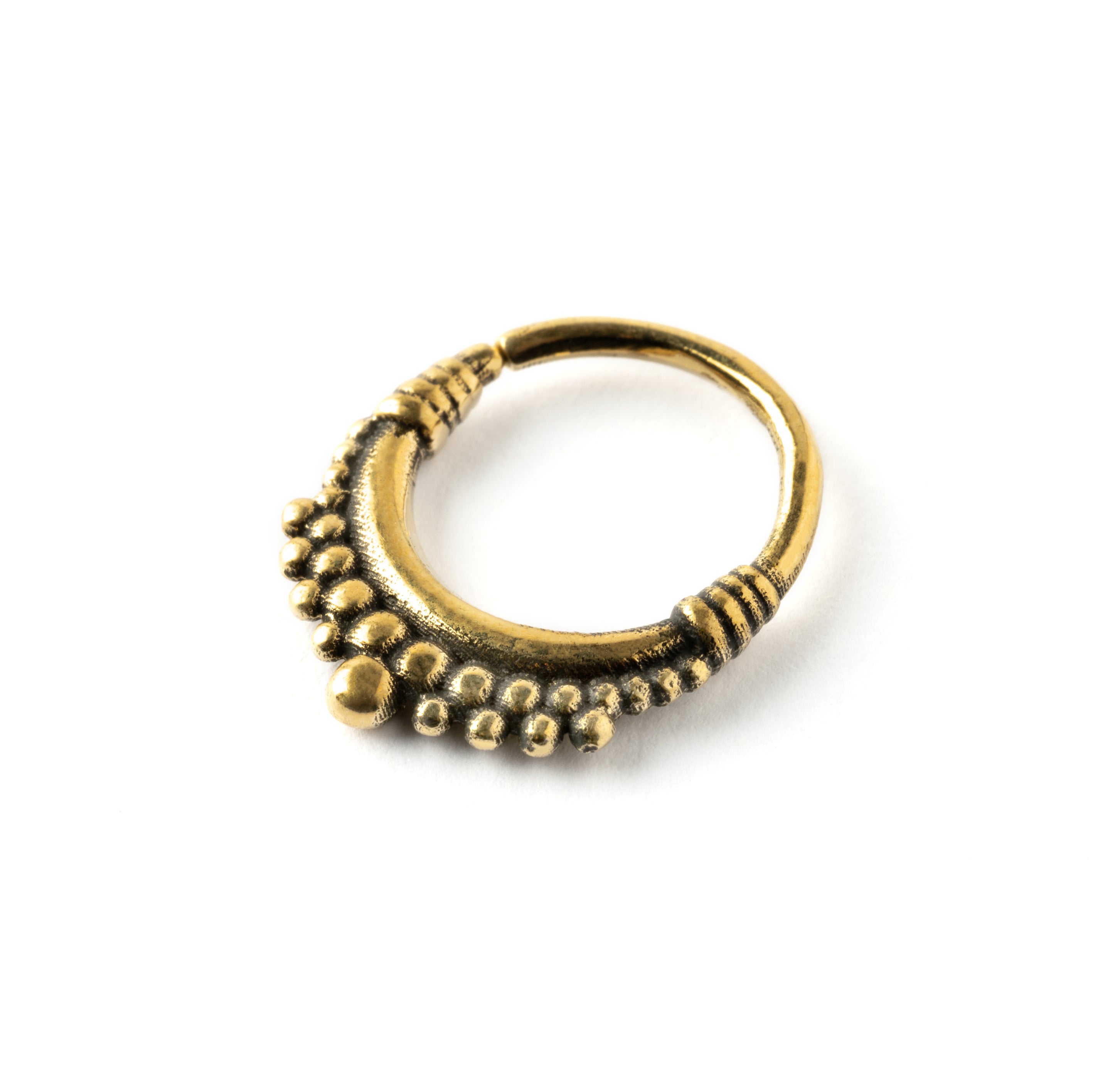 Lola golden brass septum ring right side view