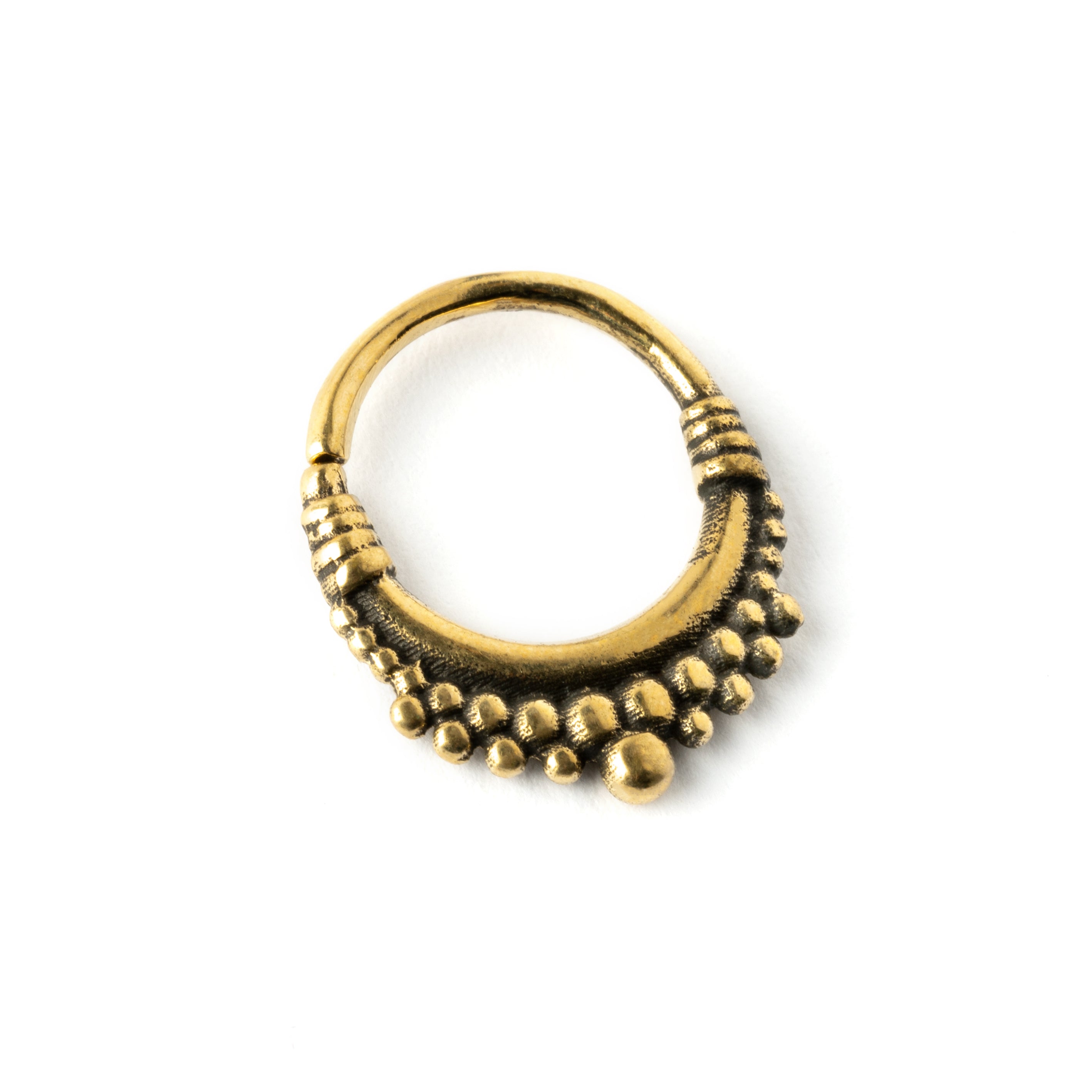 Lola golden brass septum ring left side view