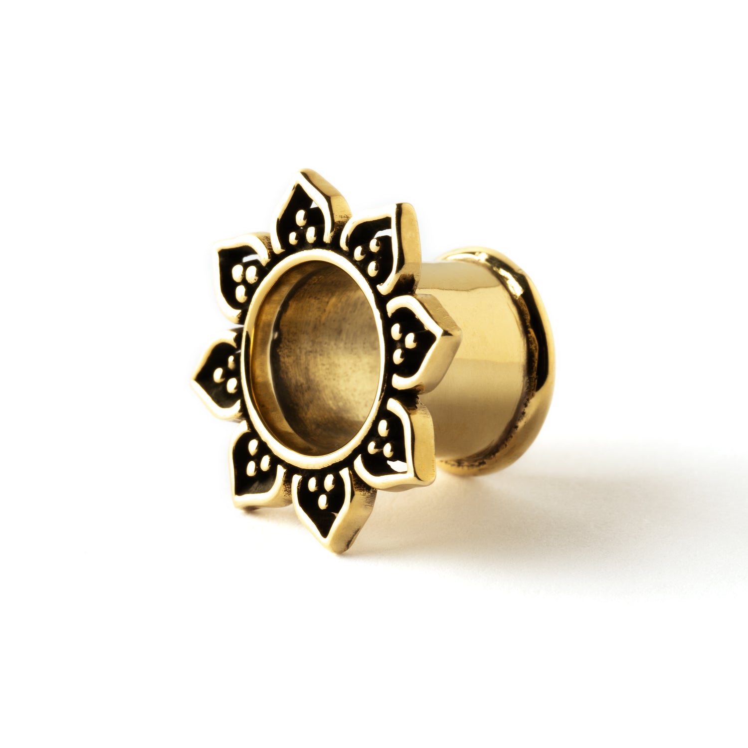 Iriya golden lotus petals plug tunnel left side view