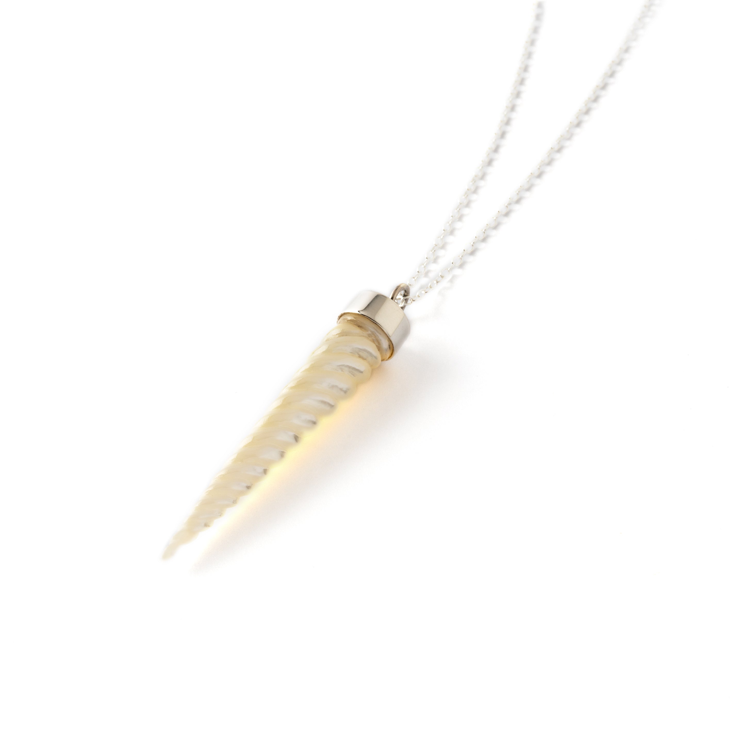 Mother of Pearl Spiralling Cone Necklace right side view
