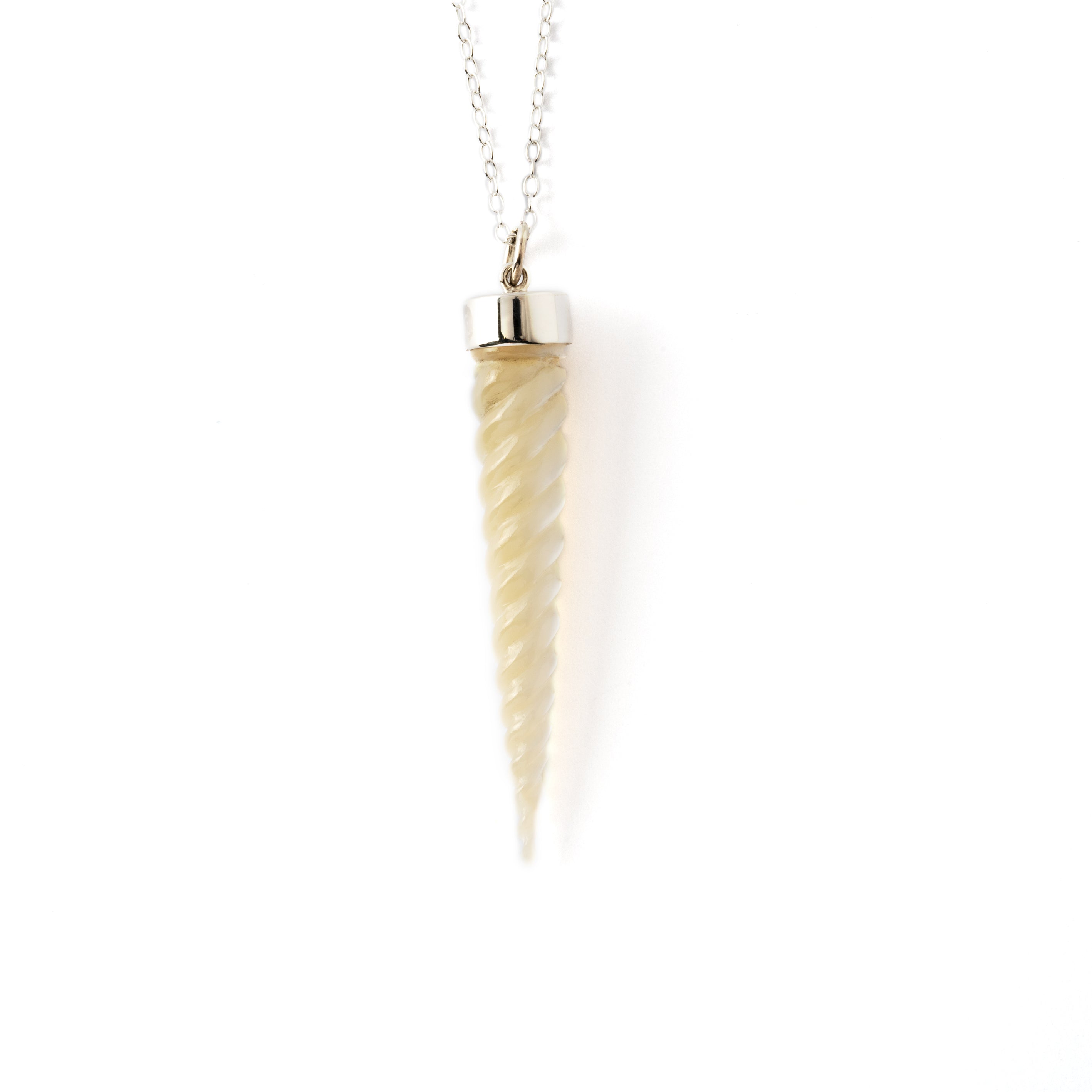 Mother of Pearl Spiralling Cone Necklace frontal view