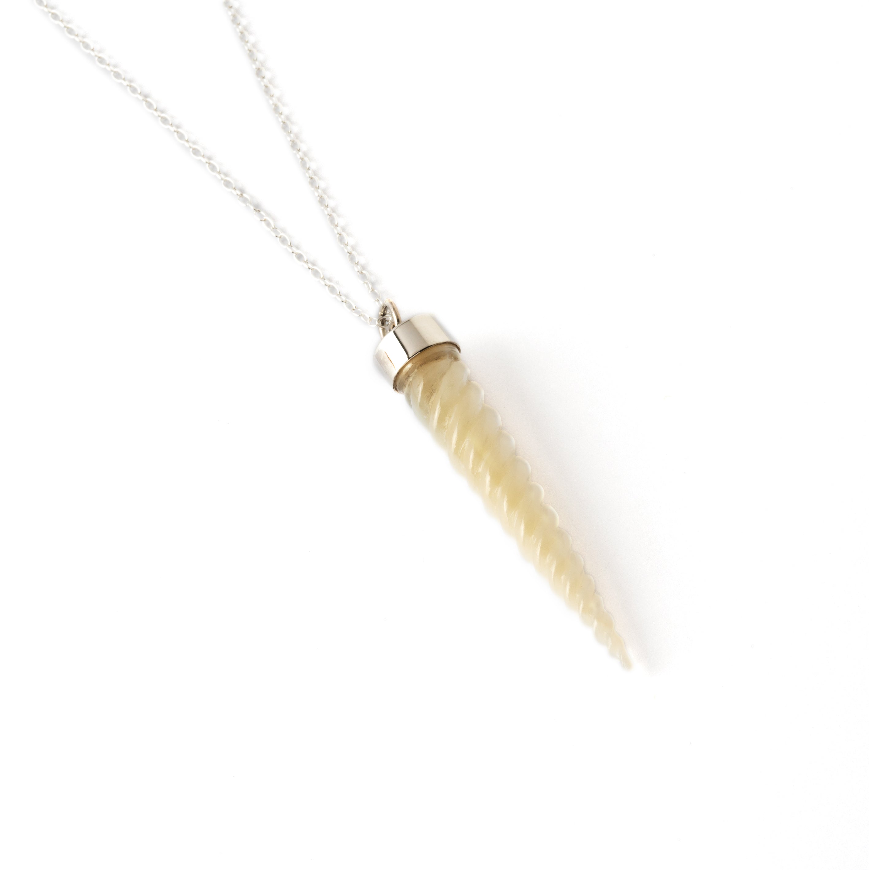 Mother of Pearl Spiralling Cone Necklace left side view
