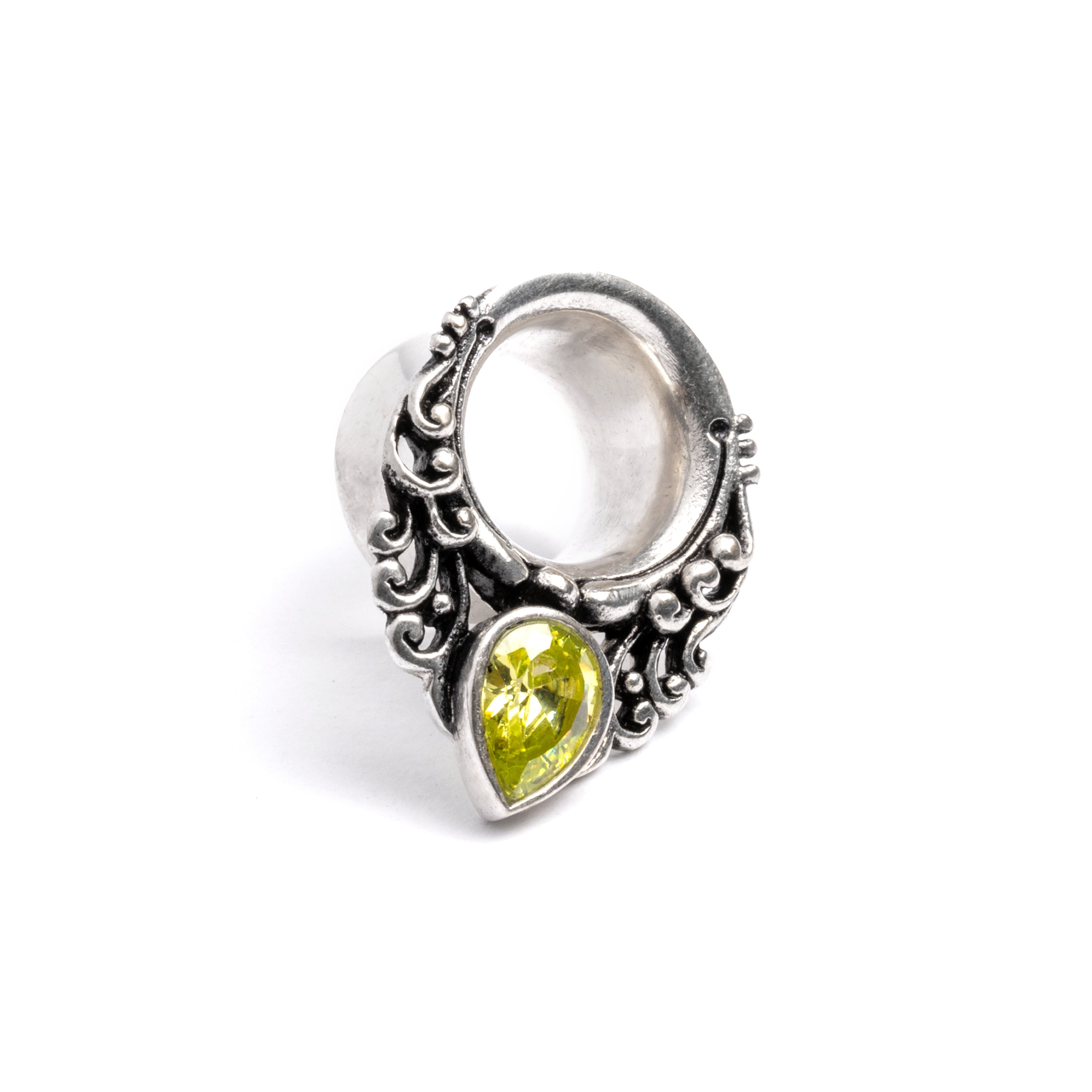 Maharishi ear saddle with Peridot right side view