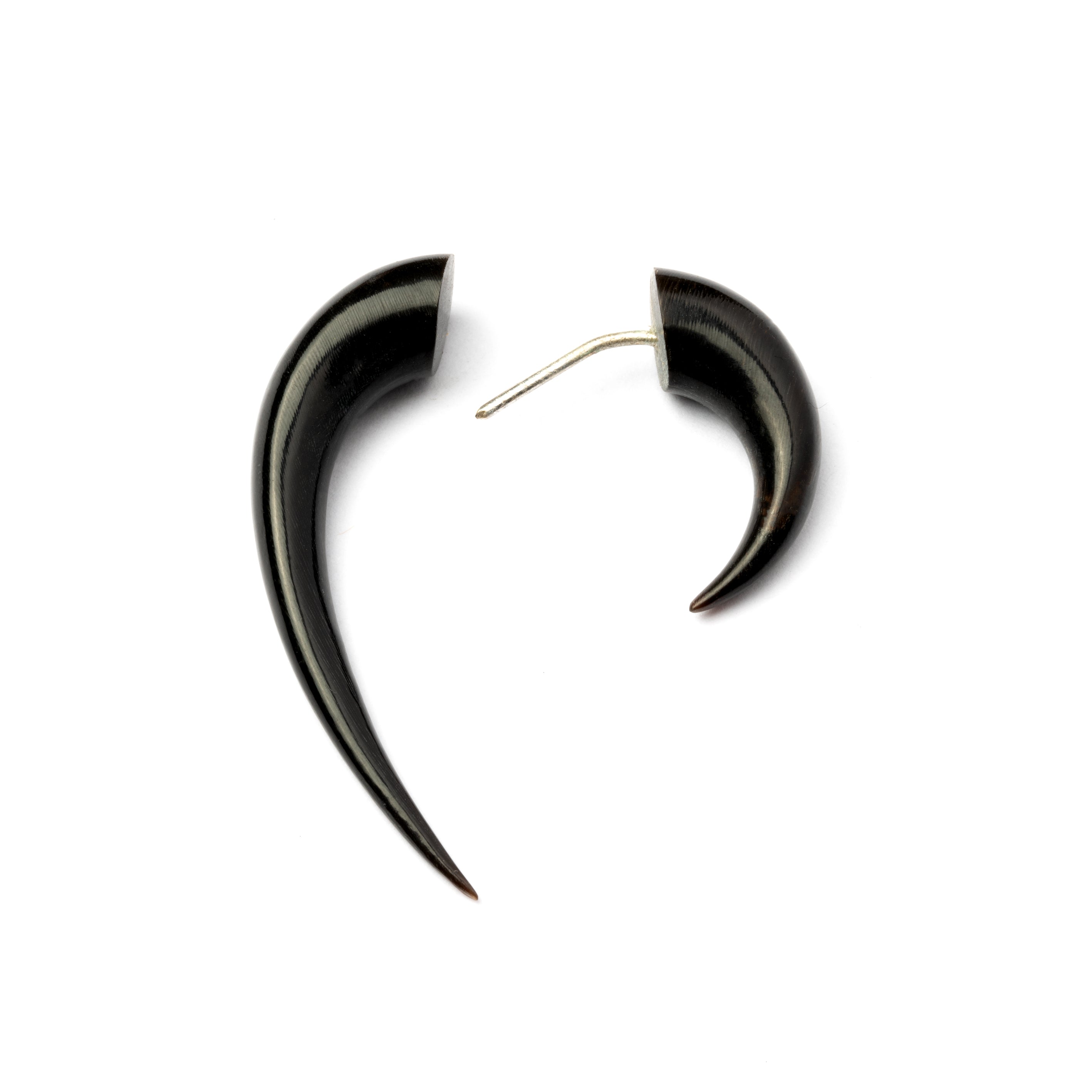 Matau Fish Hook fake gauge Earrings - horn