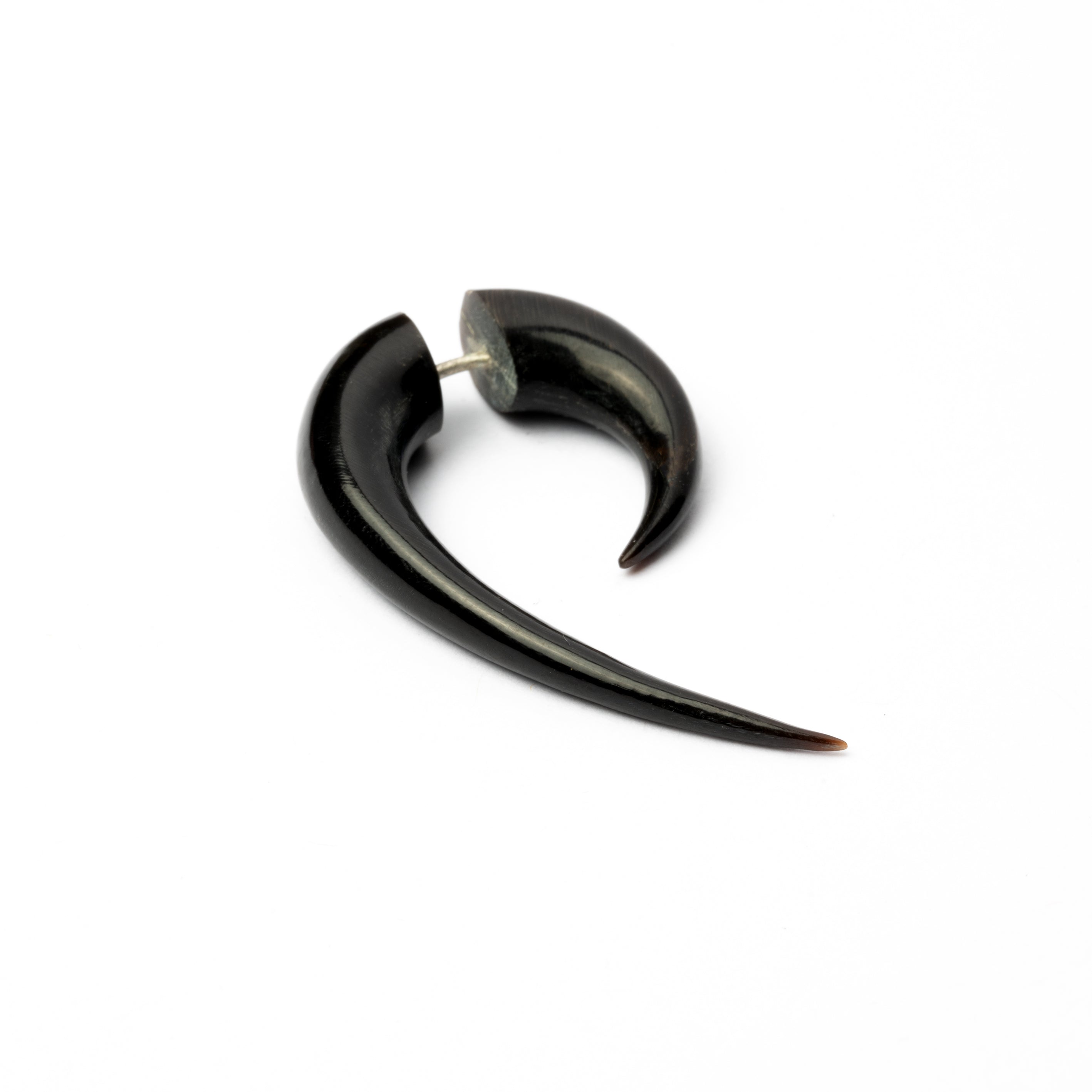 Matau Fish Hook fake gauge Earrings - horn