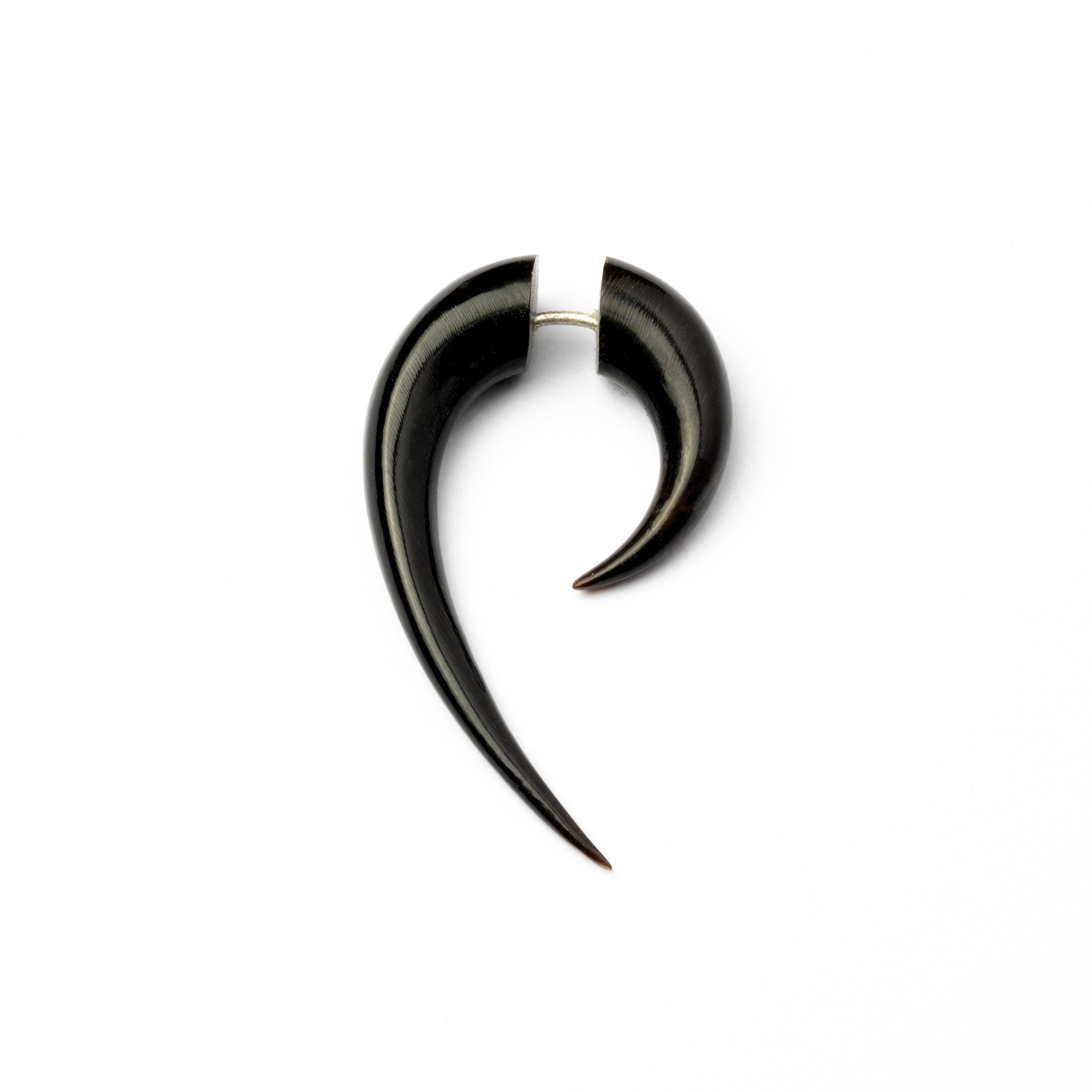 Matau Fish Hook fake gauge Earrings - horn