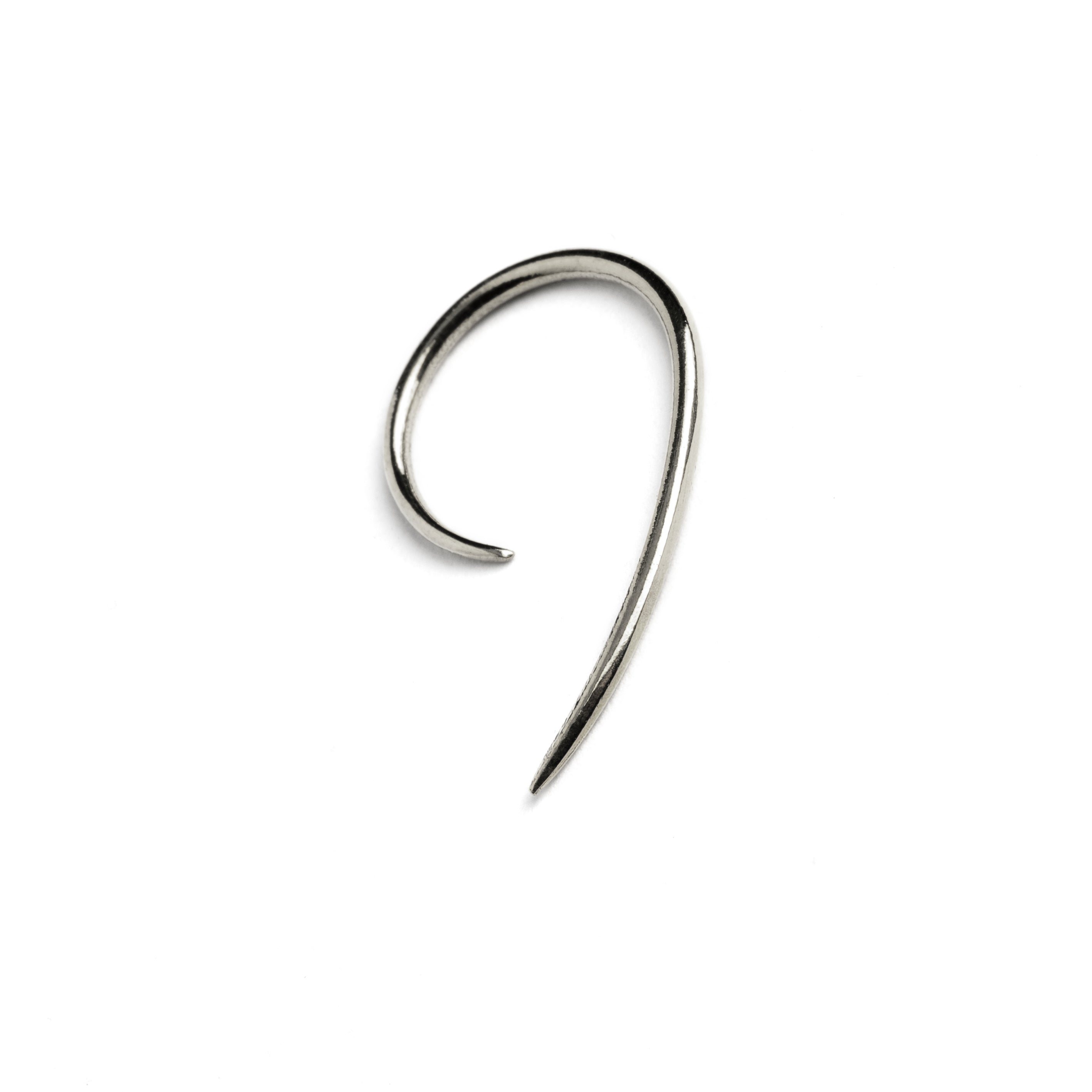 single silver wire hook earring left side view